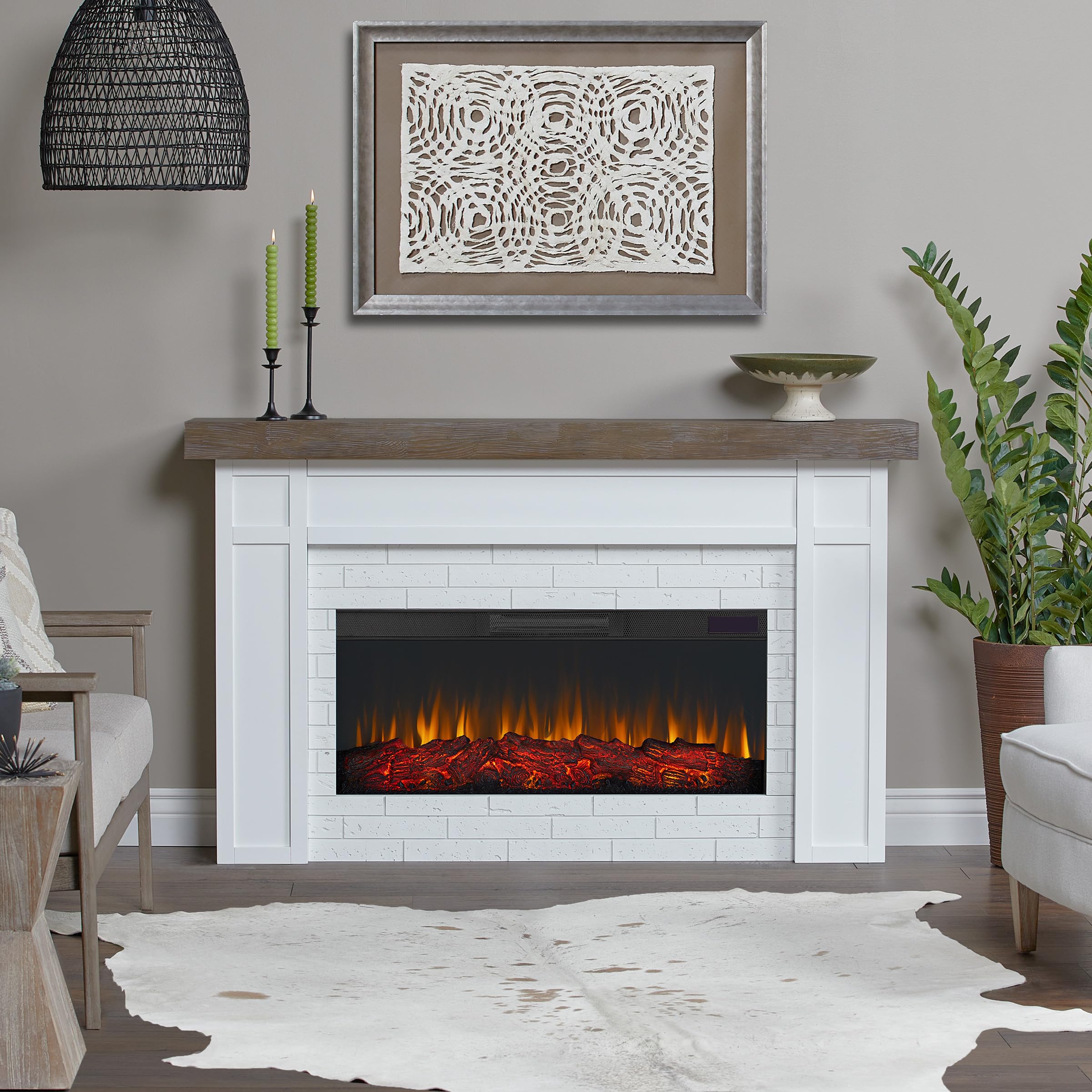 Cravenhall Landscape Electric Fireplace with Mantel