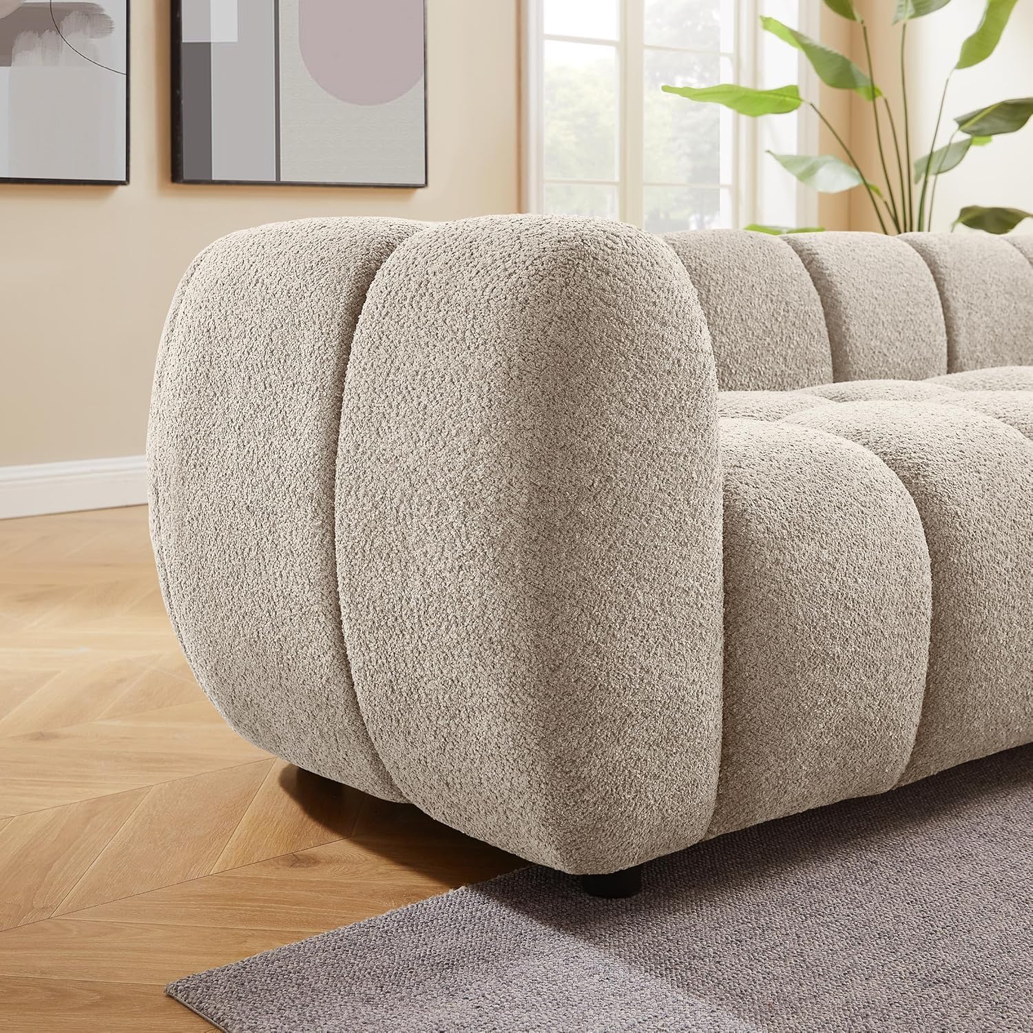 88" Oversized Boucle Sofa Modern Tufted Cloud Couch