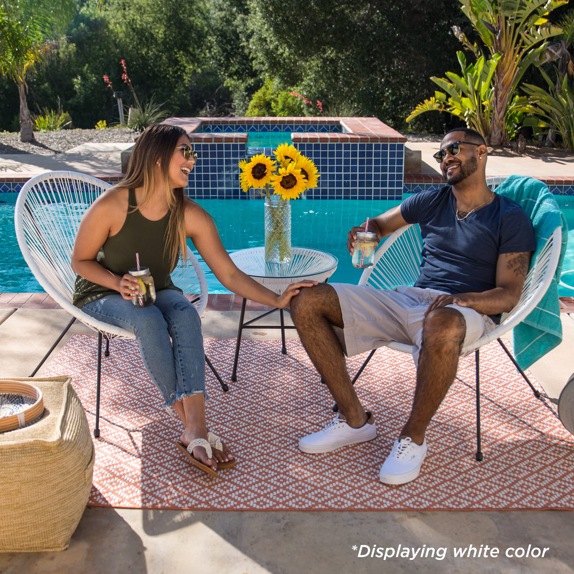 3-Piece Outdoor Acapulco Patio Bistro Set with Glass Top Table