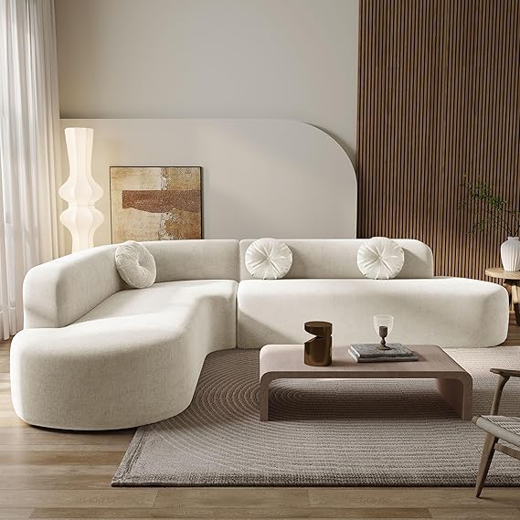 Curved Sectional Sofa with Round Cushions
