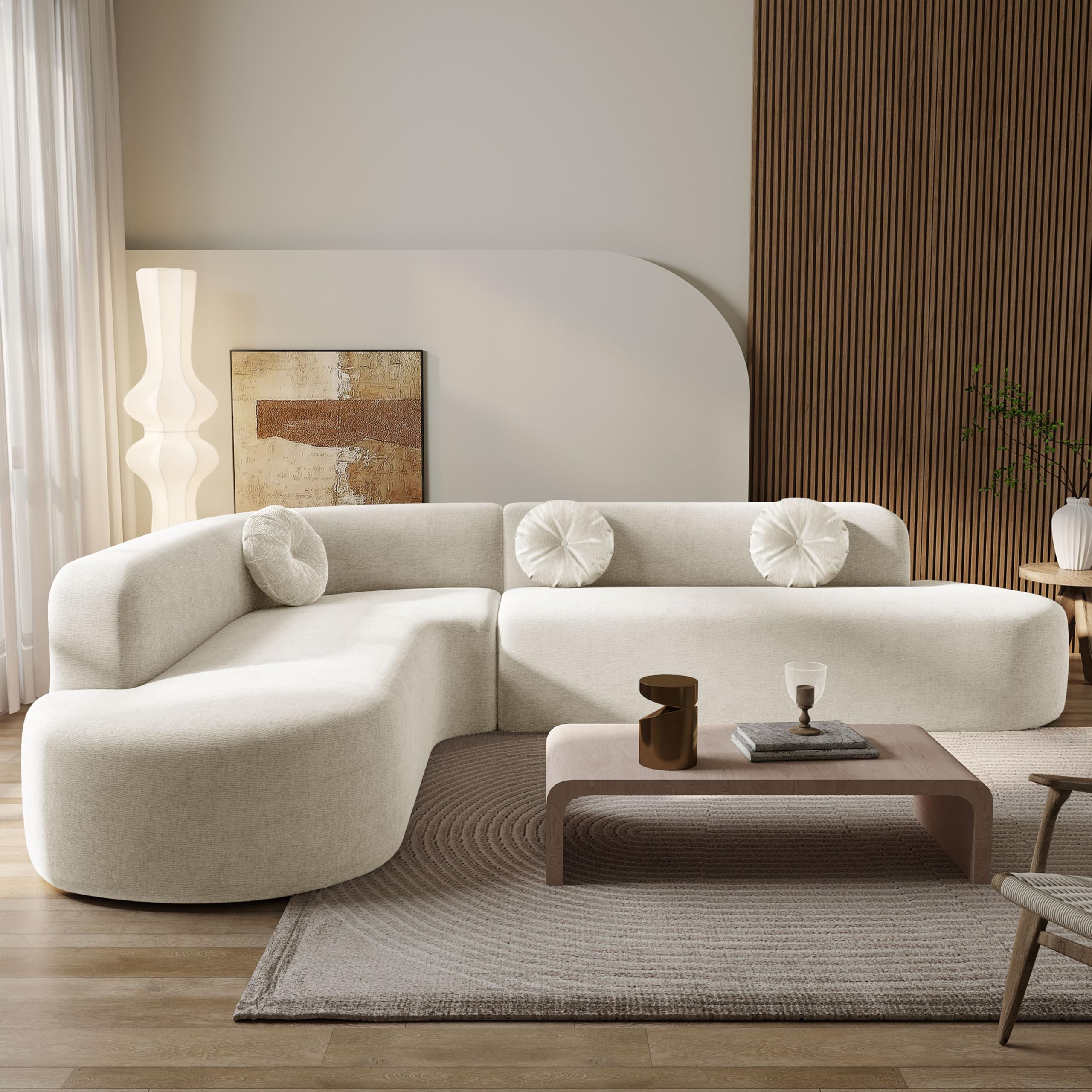 Curved Sectional Sofa L-Shaped 4 Seater