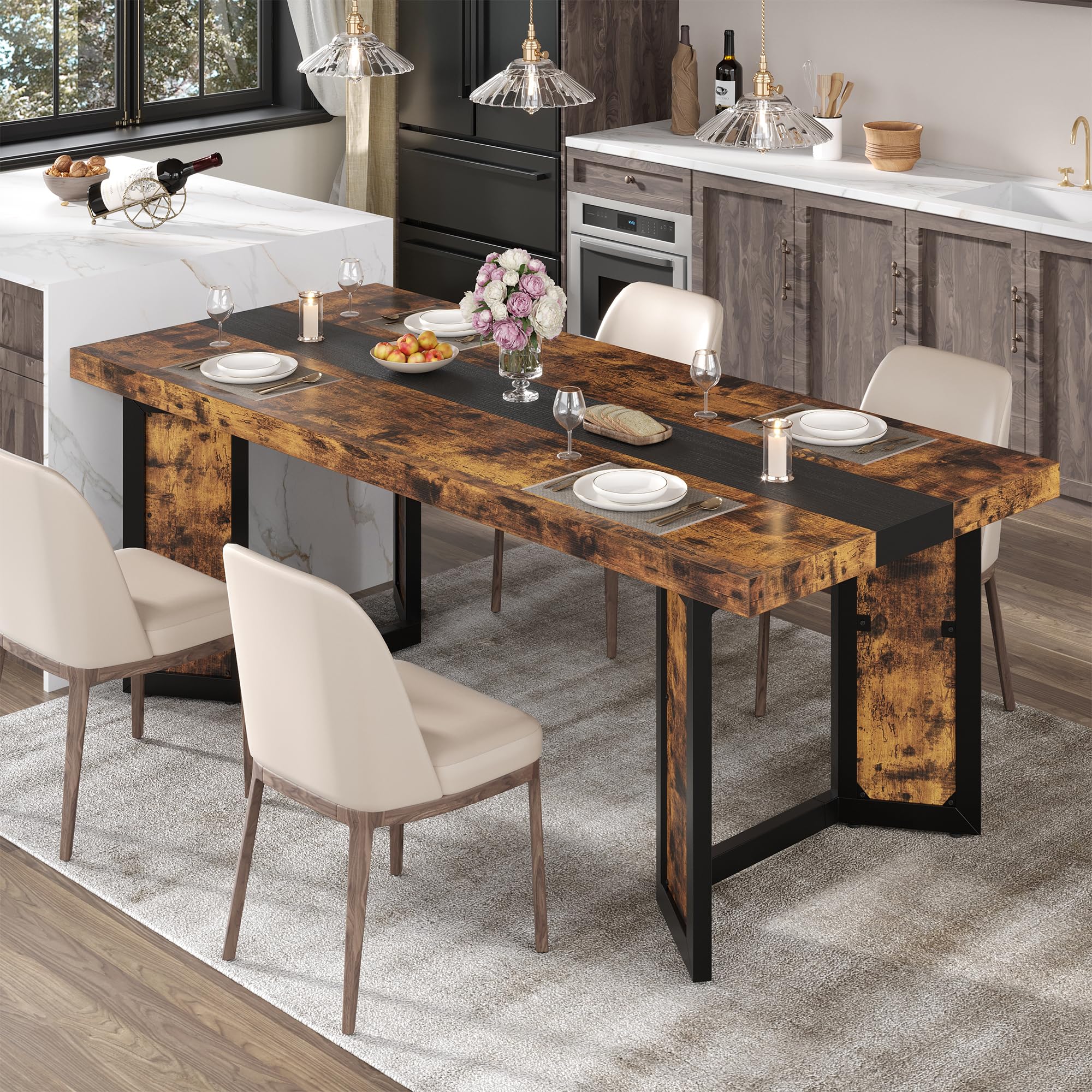 Industrial Dining Table for 6-8 People
