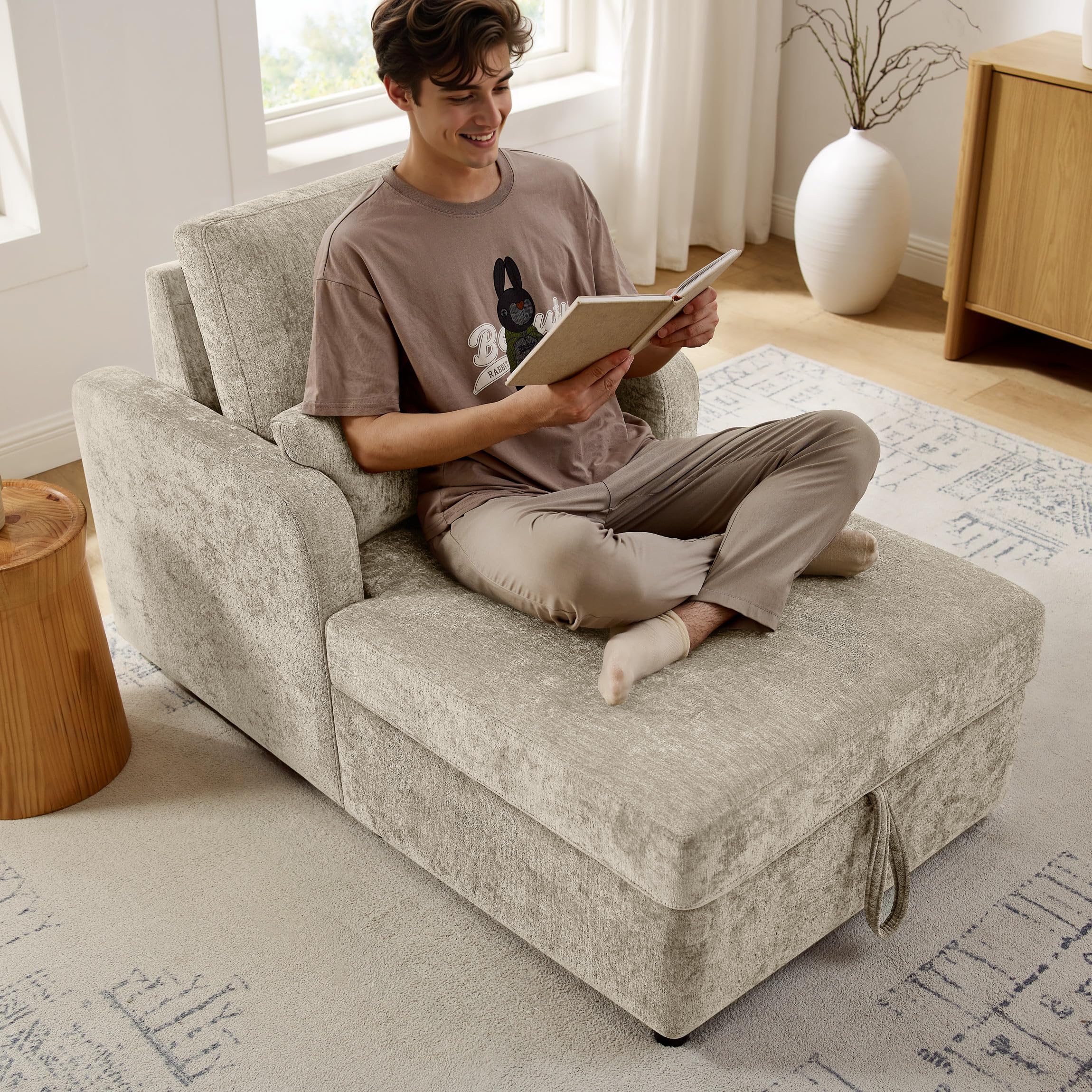 Adjustable Chaise Lounge Chair with Storage