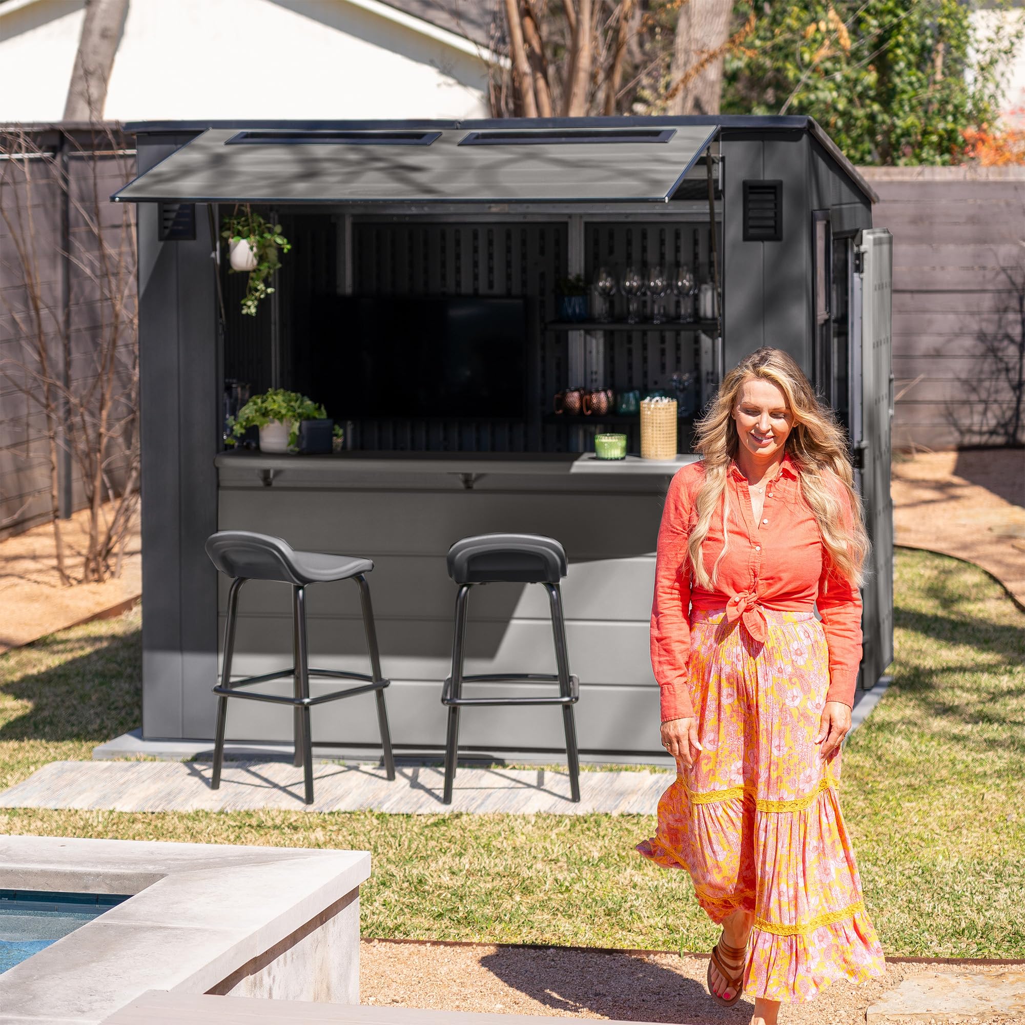 8' x 7' Cabana Entertainment Storage Shed with Bar Top
