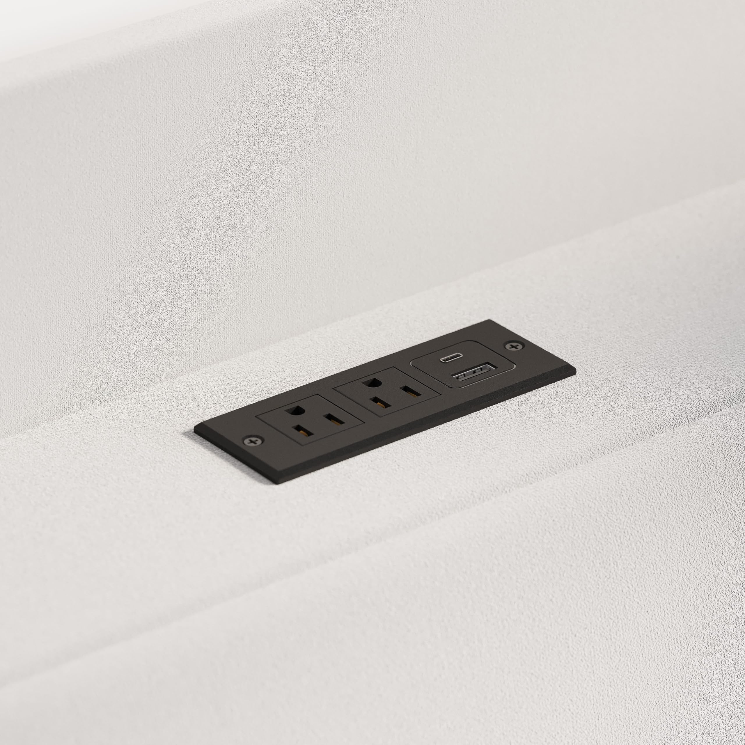 Queen Upholstered Platform Bed with Charging Station