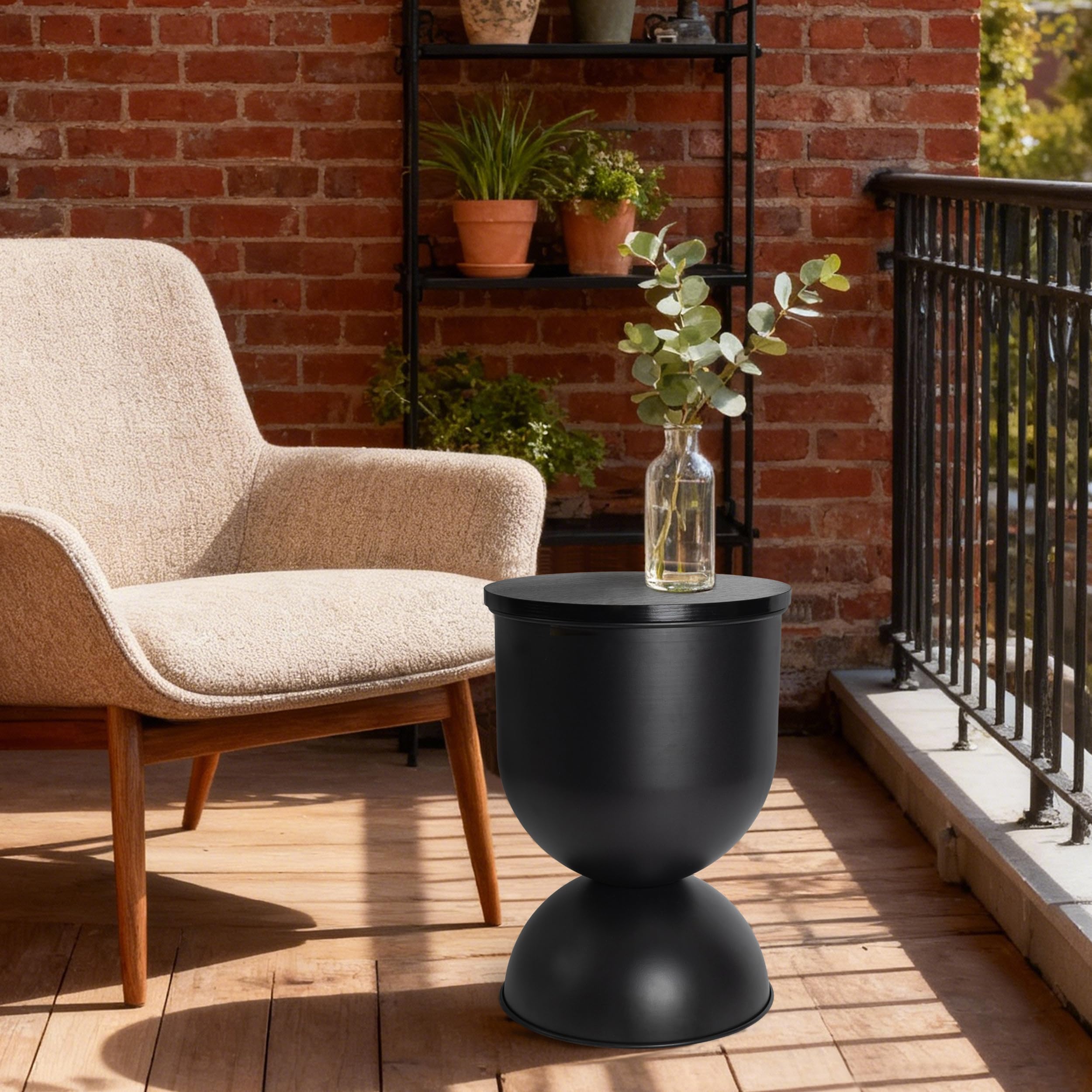 Storage Drum Side Table with Removable Lid