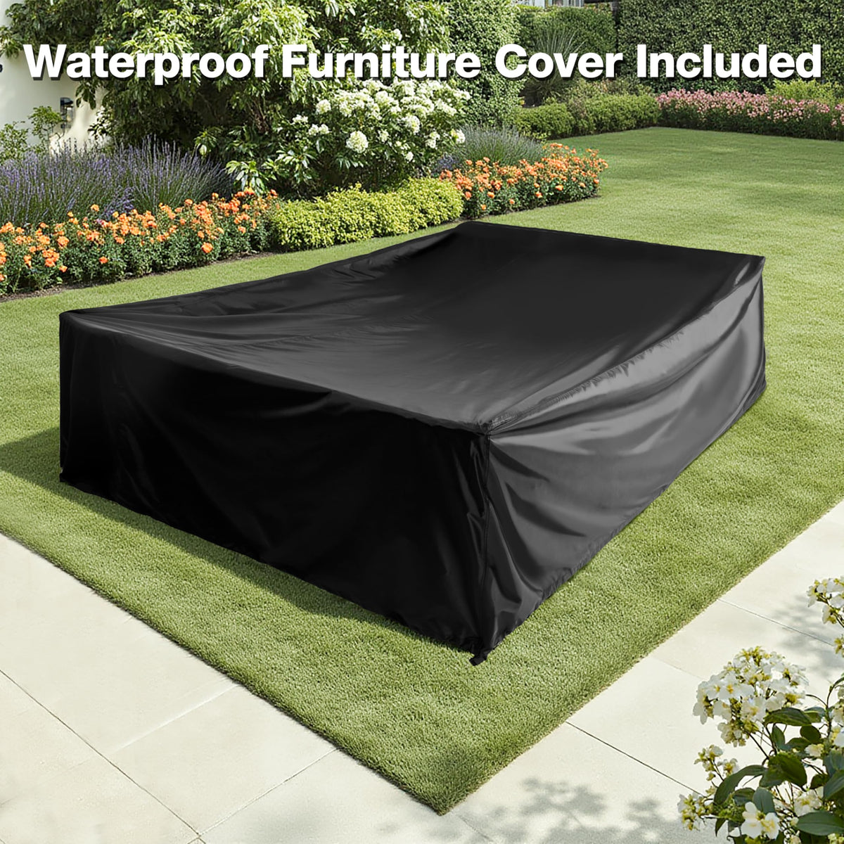 4-Piece Metal Patio Conversation Set with Coffee Table