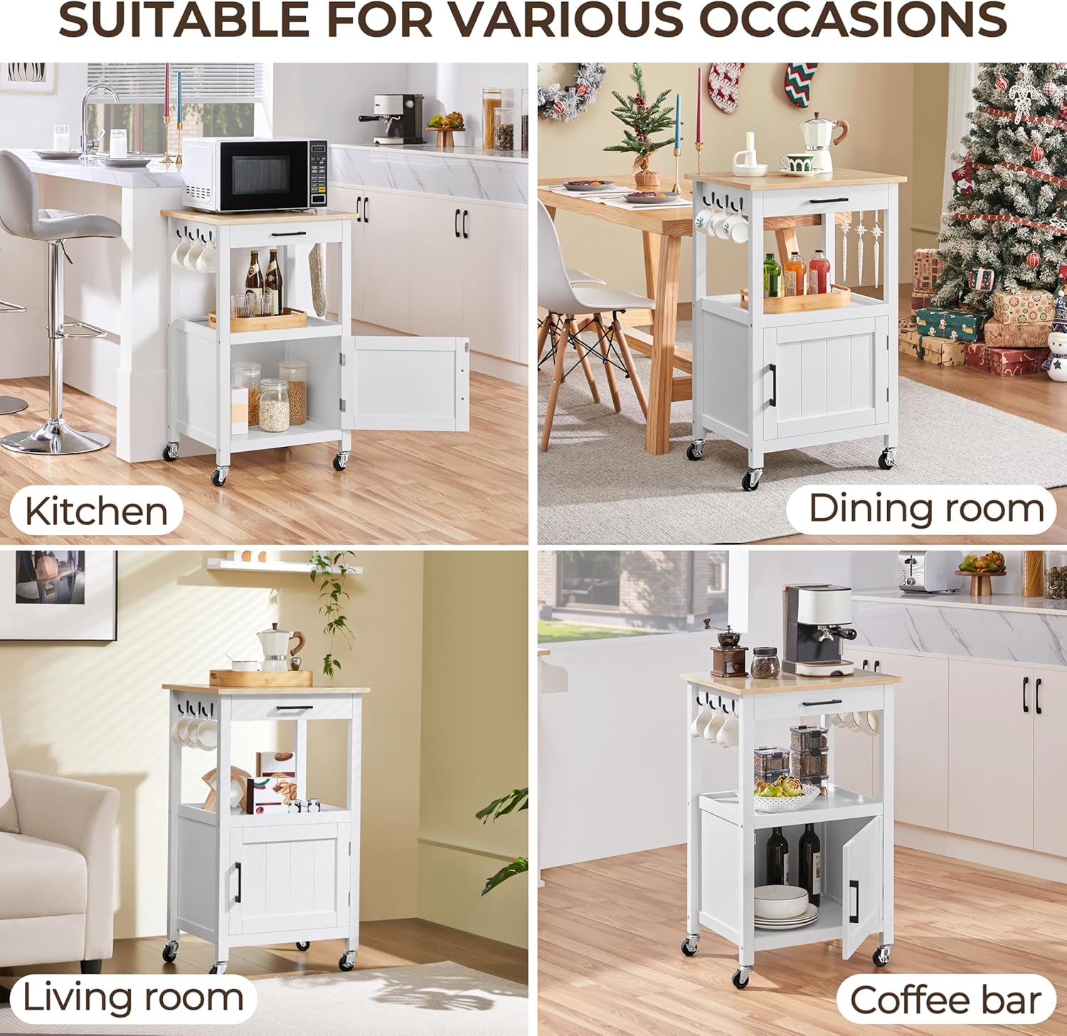 Kitchen Island Cart with Storage on Wheels