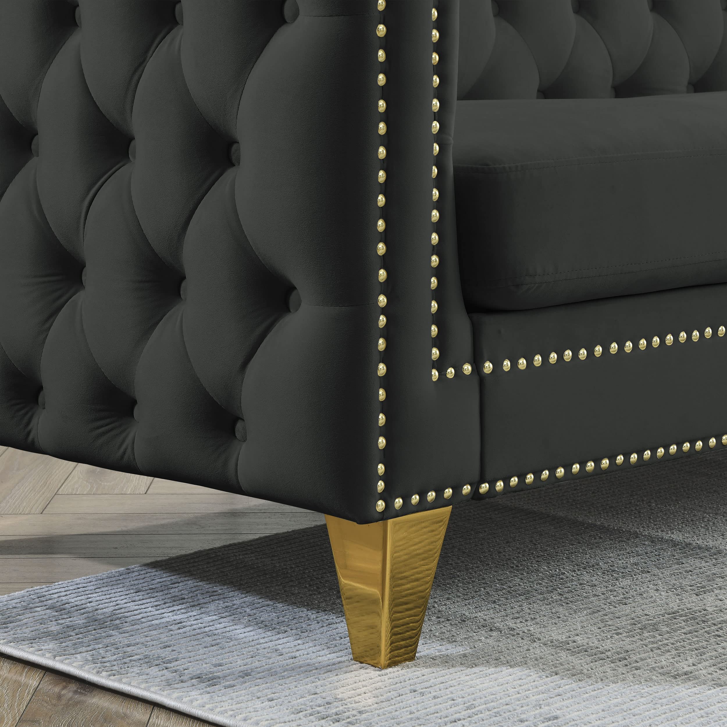 82" L-Shaped Velvet Corner Sofa with Storage