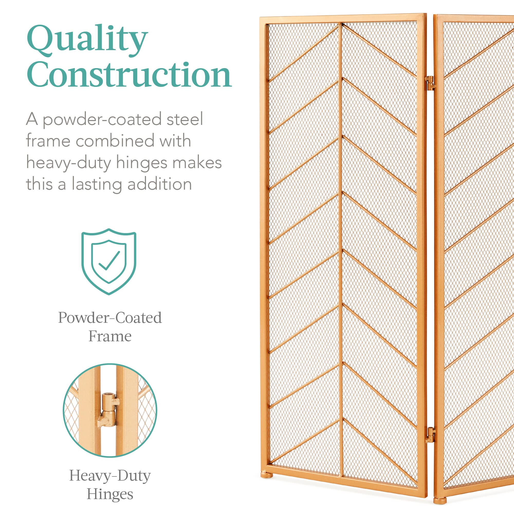3-Panel Chevron Fireplace Screen