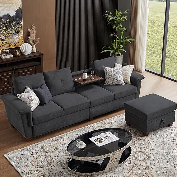 109" Convertible L-Shaped Sectional Sofa with Storage
