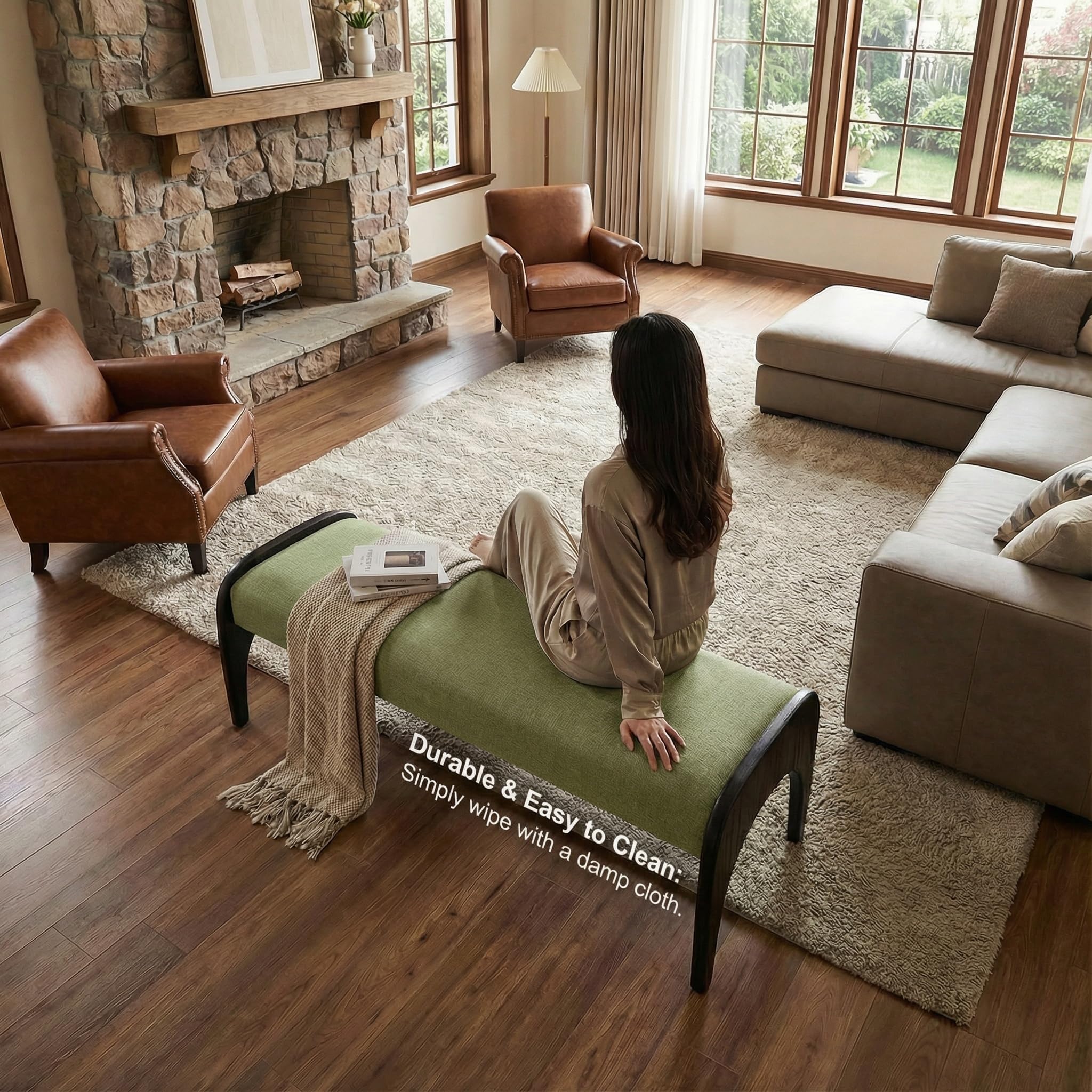 Extra Long 51-Inch Upholstered Storage Bench