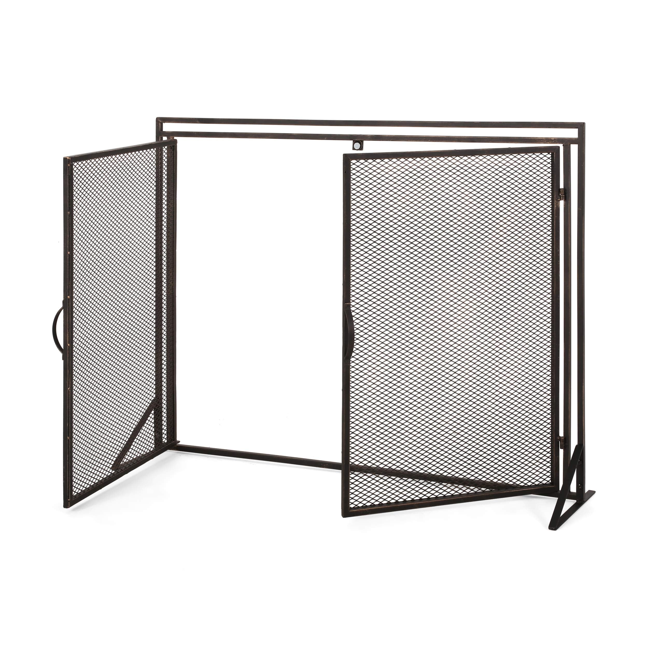 Modern Iron Fireplace Screen with Doors