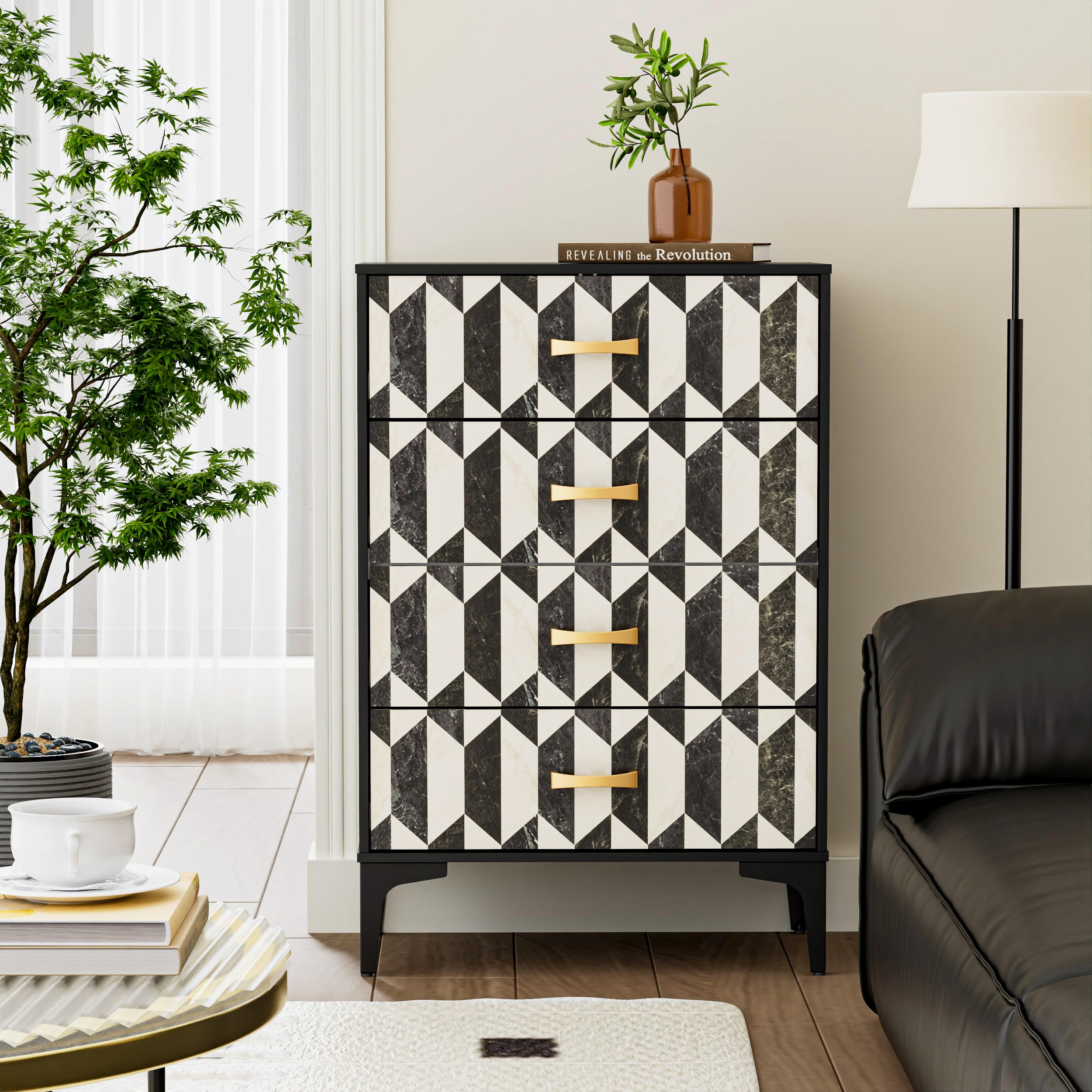Faux Marble 4-Drawer Dresser
