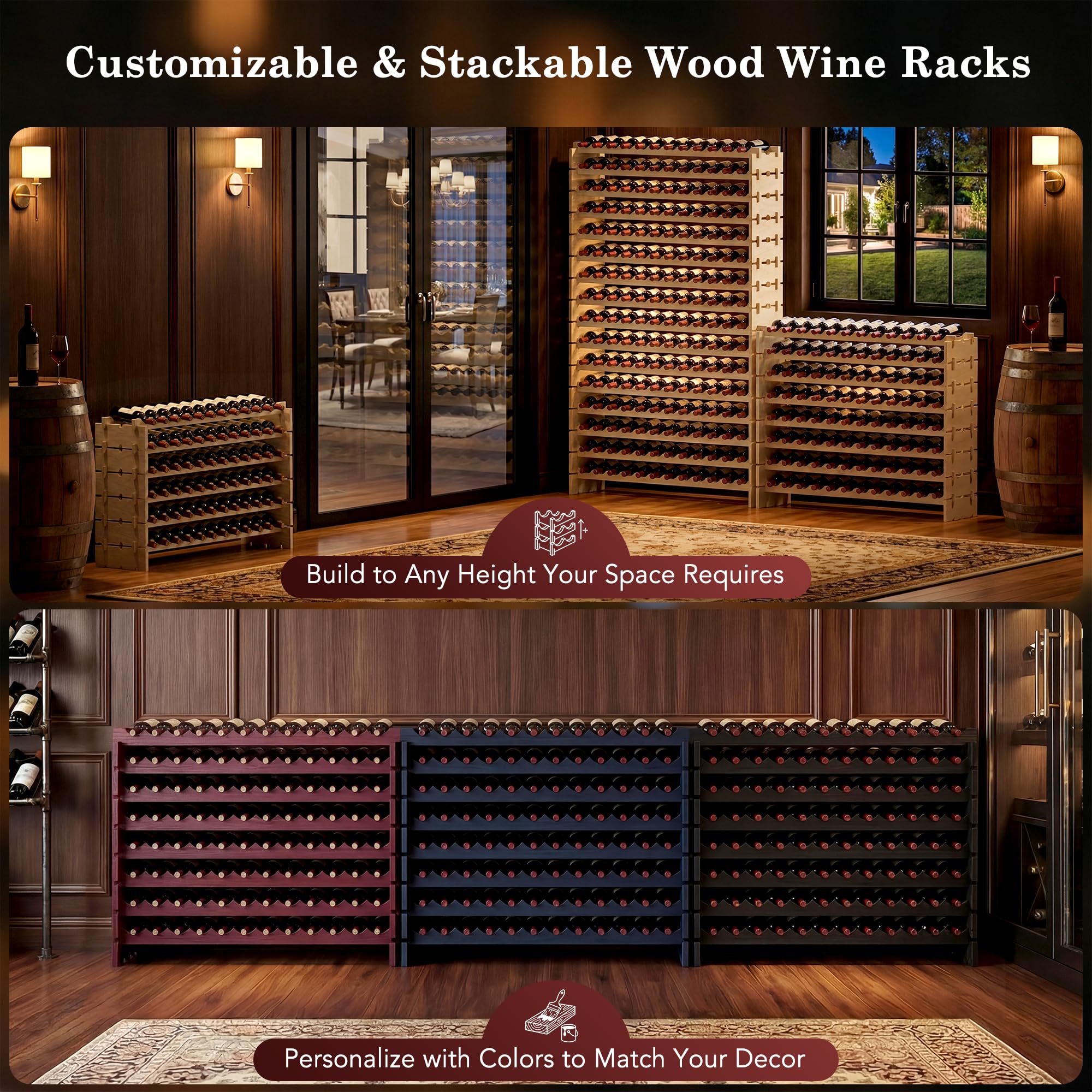96 Bottle Stackable Modular Wine Rack