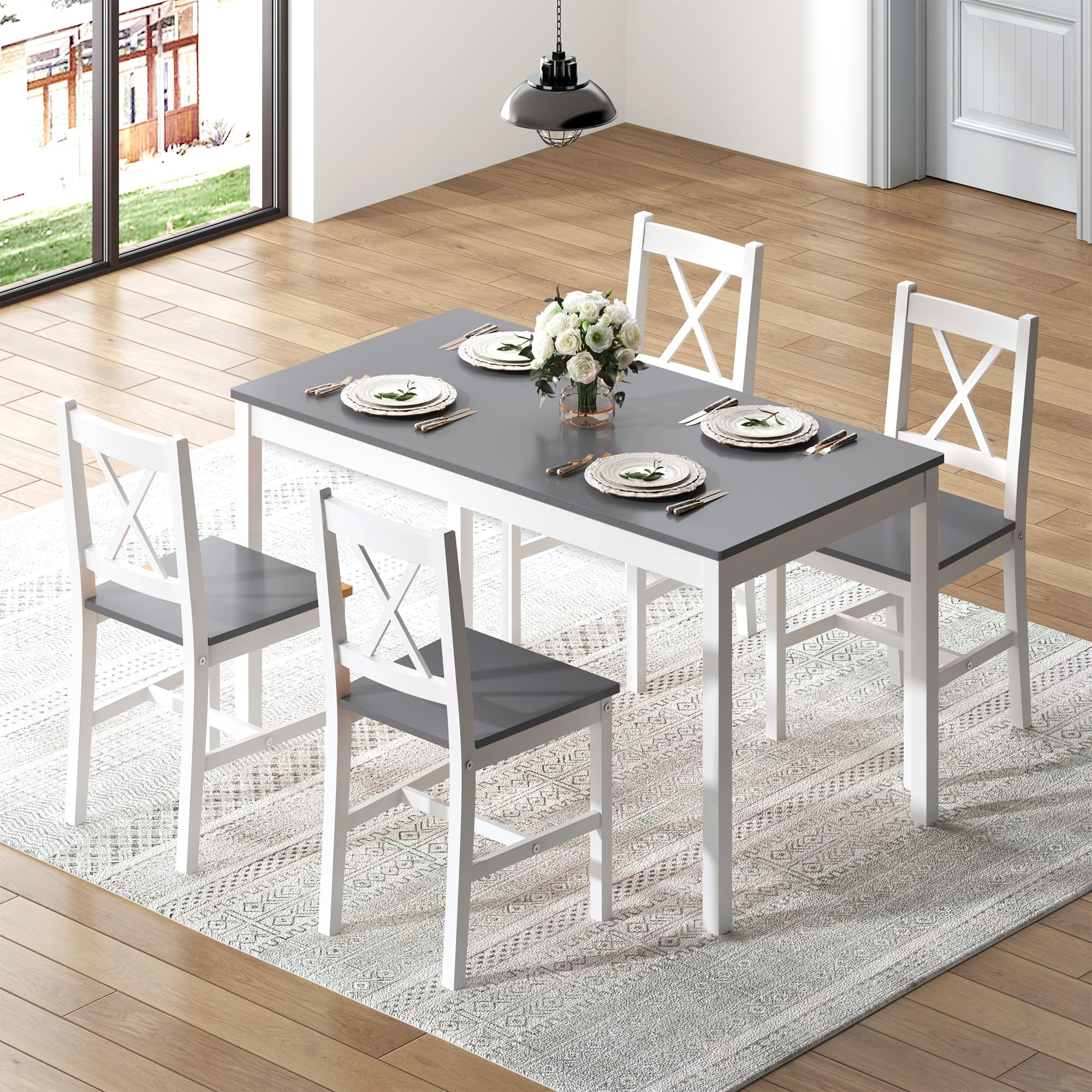 5-Piece Dining Table Set with 4 Chairs