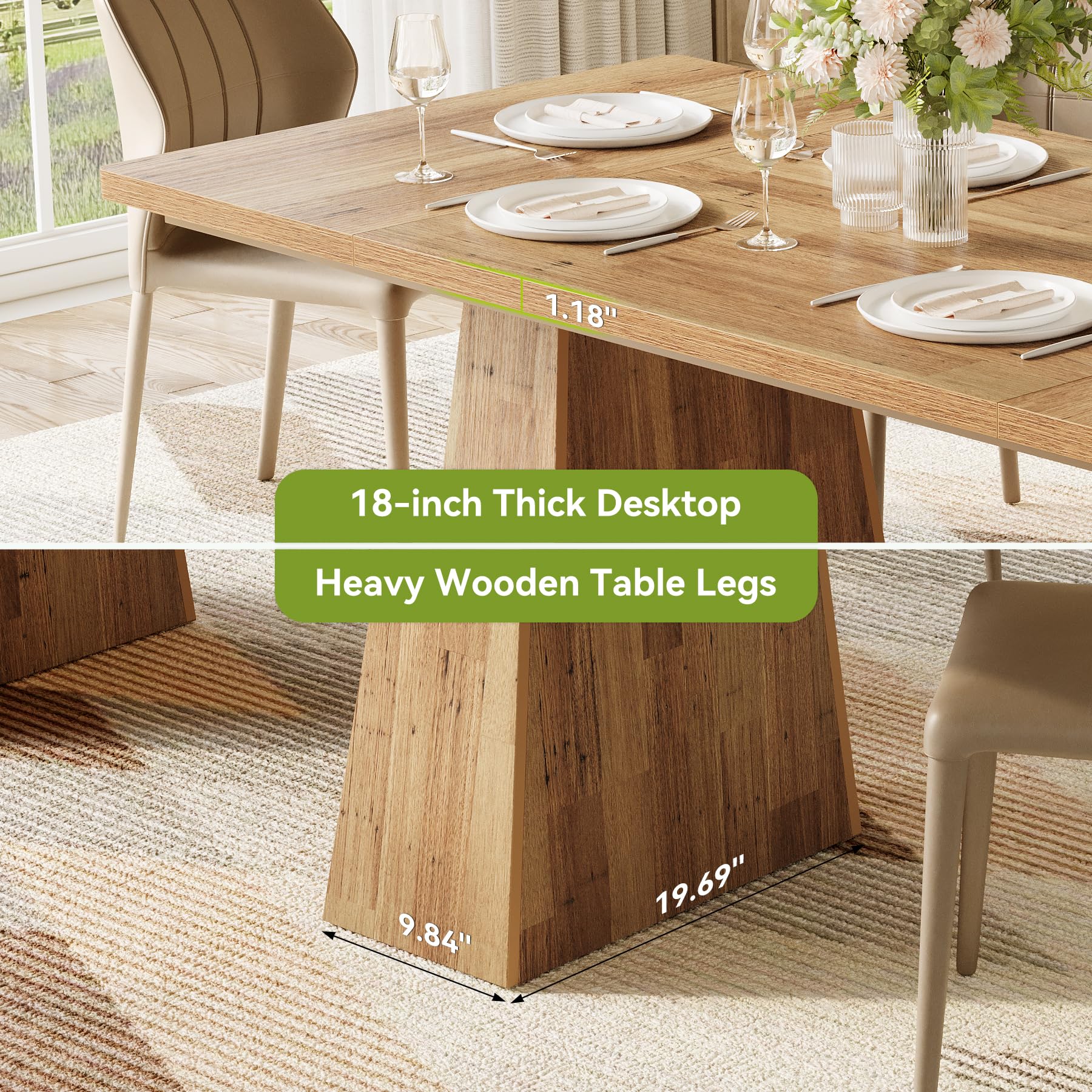 Dining Table for 6 People with Heavy Duty Legs