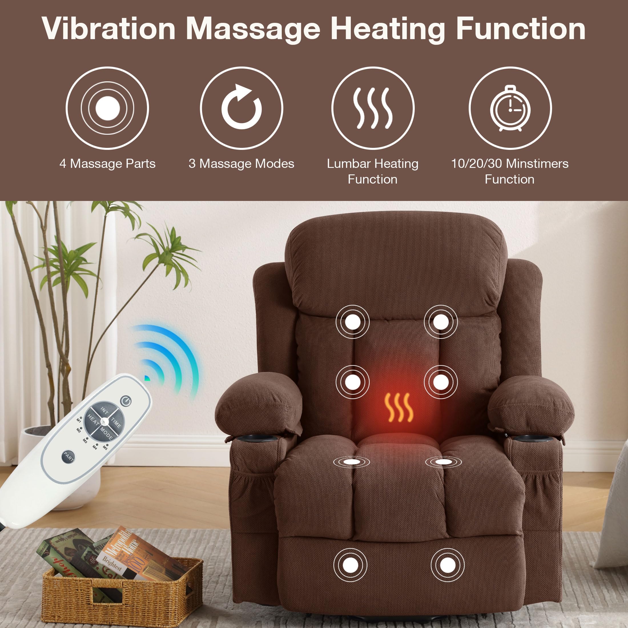 Power Lift Recliner Chair with Massage and Heat