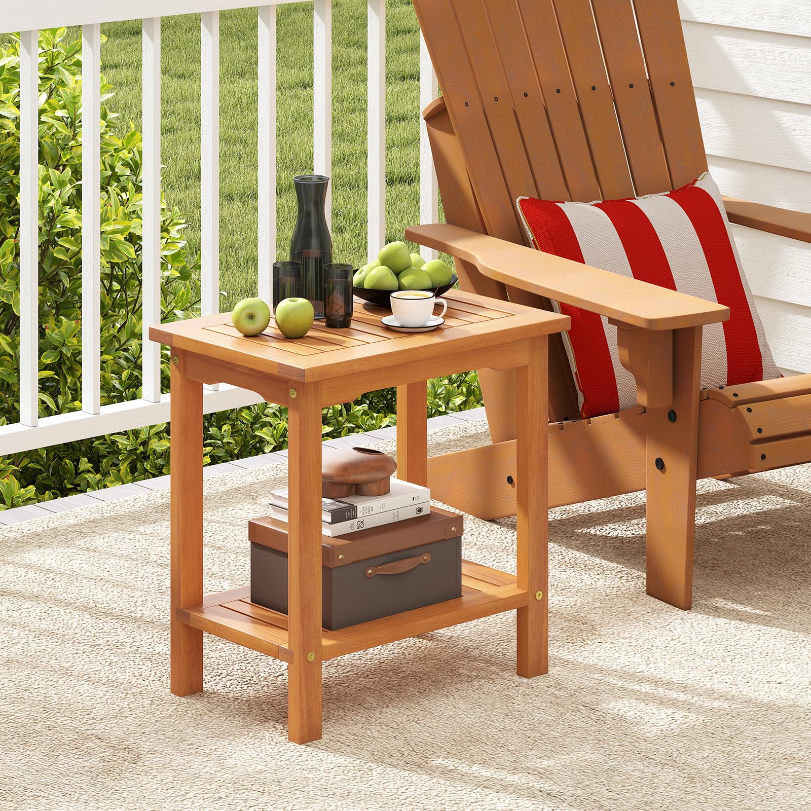 2-Tier Acacia Wood Side Table