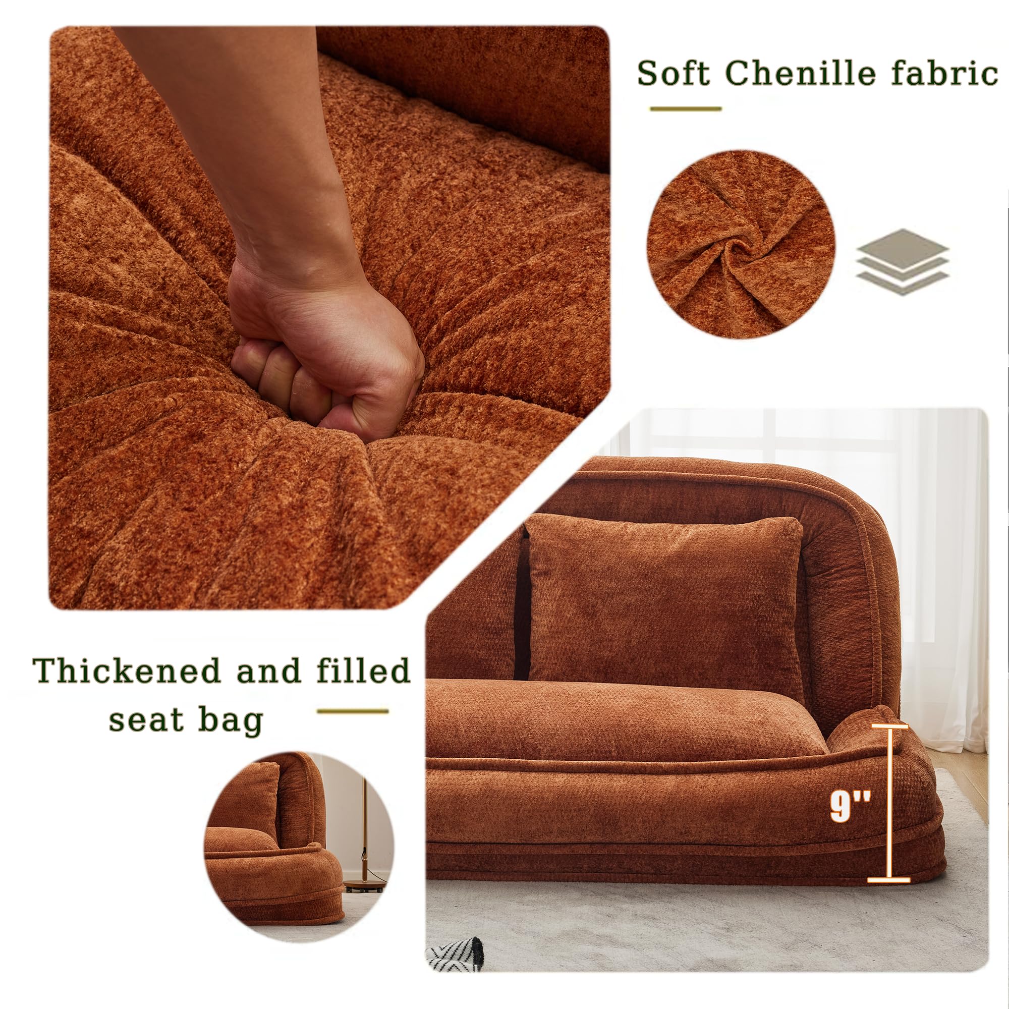 Adjustable Floor Couch Loveseat with Pillow