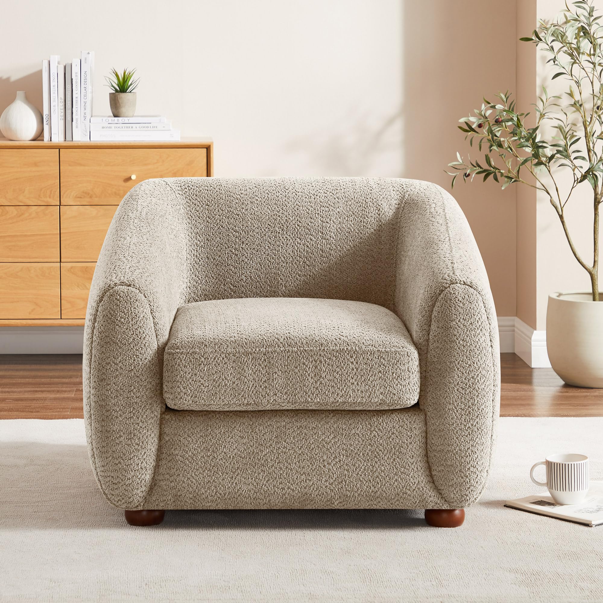 Oversized Sherpa Accent Chair with Cushion