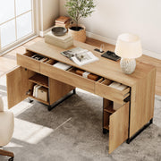 59" Executive Desk with Charging Station & 72" Bookcase Set