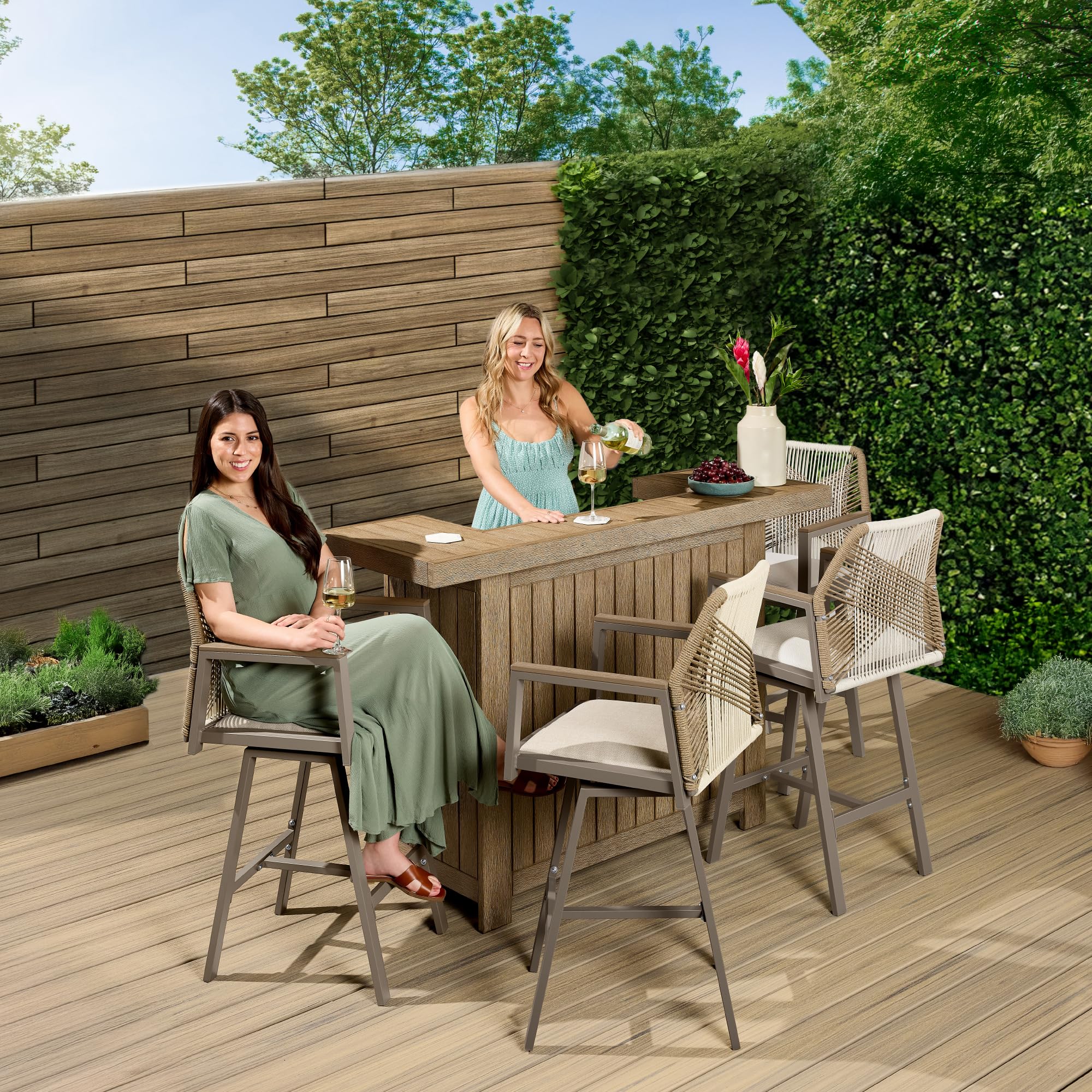 Outdoor Swivel Bar Stools Set of 2