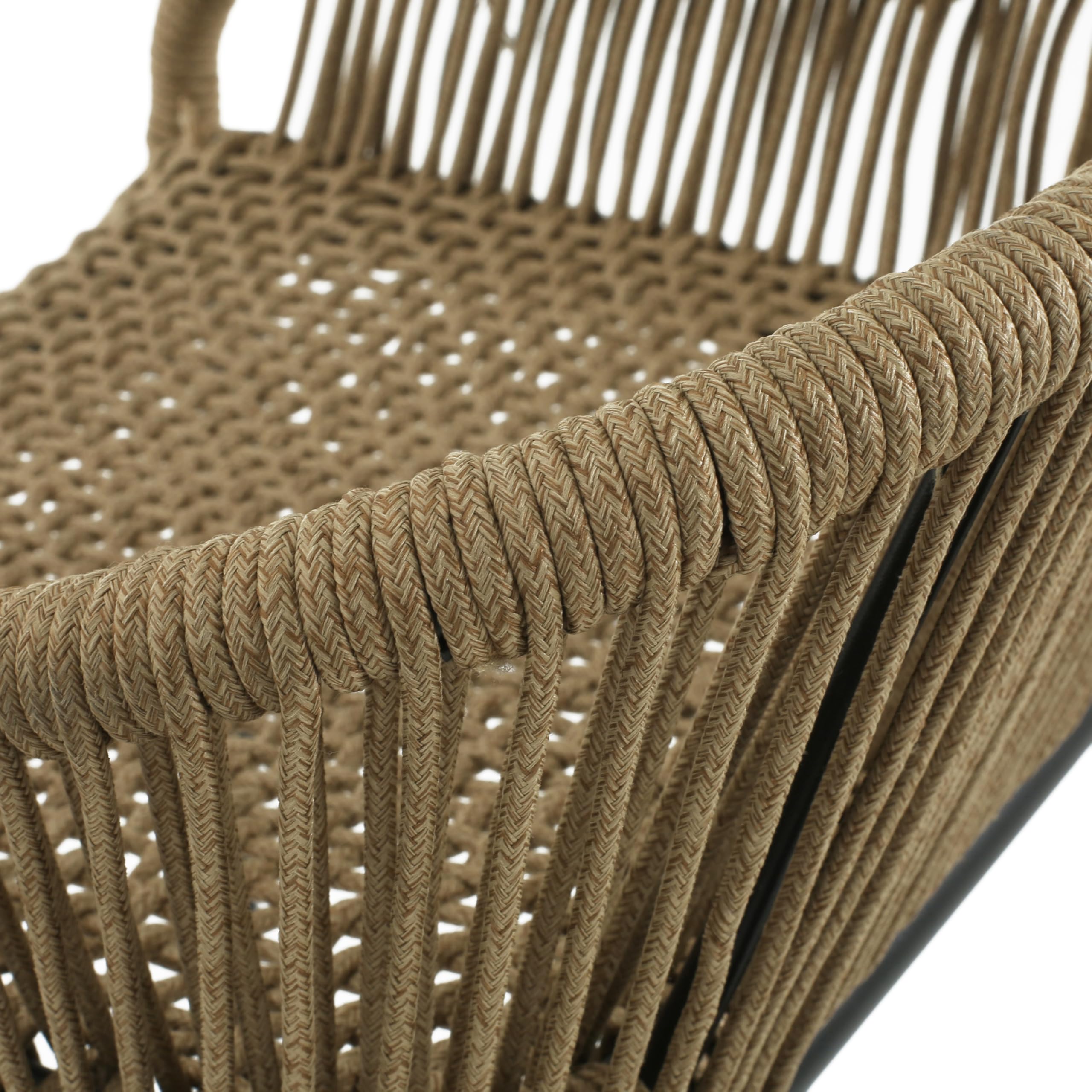 Outdoor Rope Weave Iron Barstools Set of 2