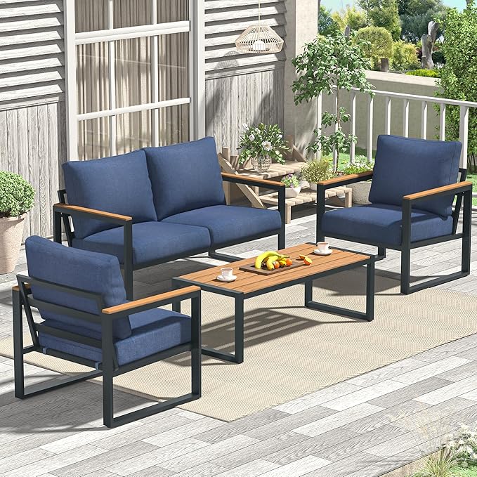 4-Piece Patio Conversation Set with Coffee Table