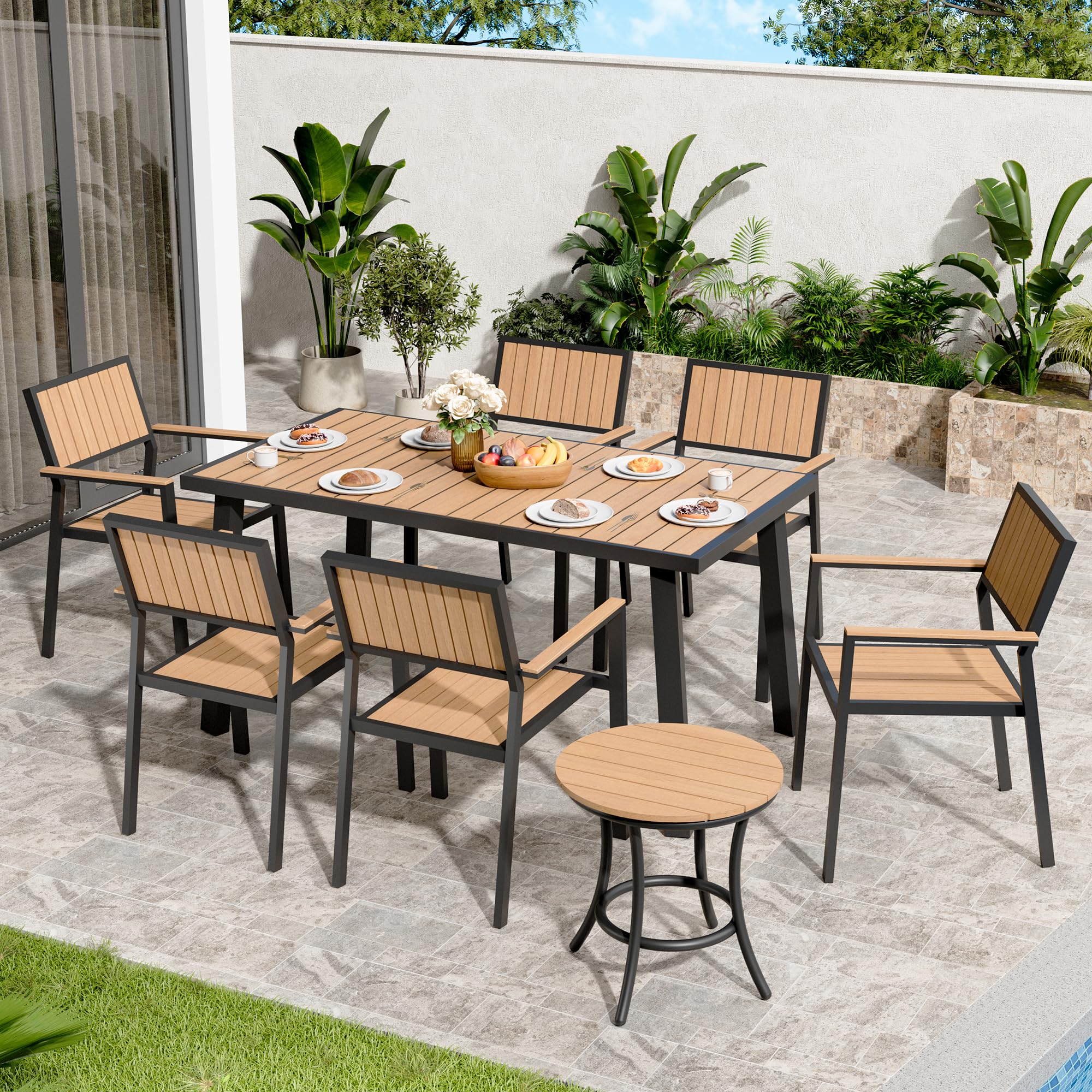 8-Piece Outdoor Aluminum Patio Dining Set with Stackable Chairs
