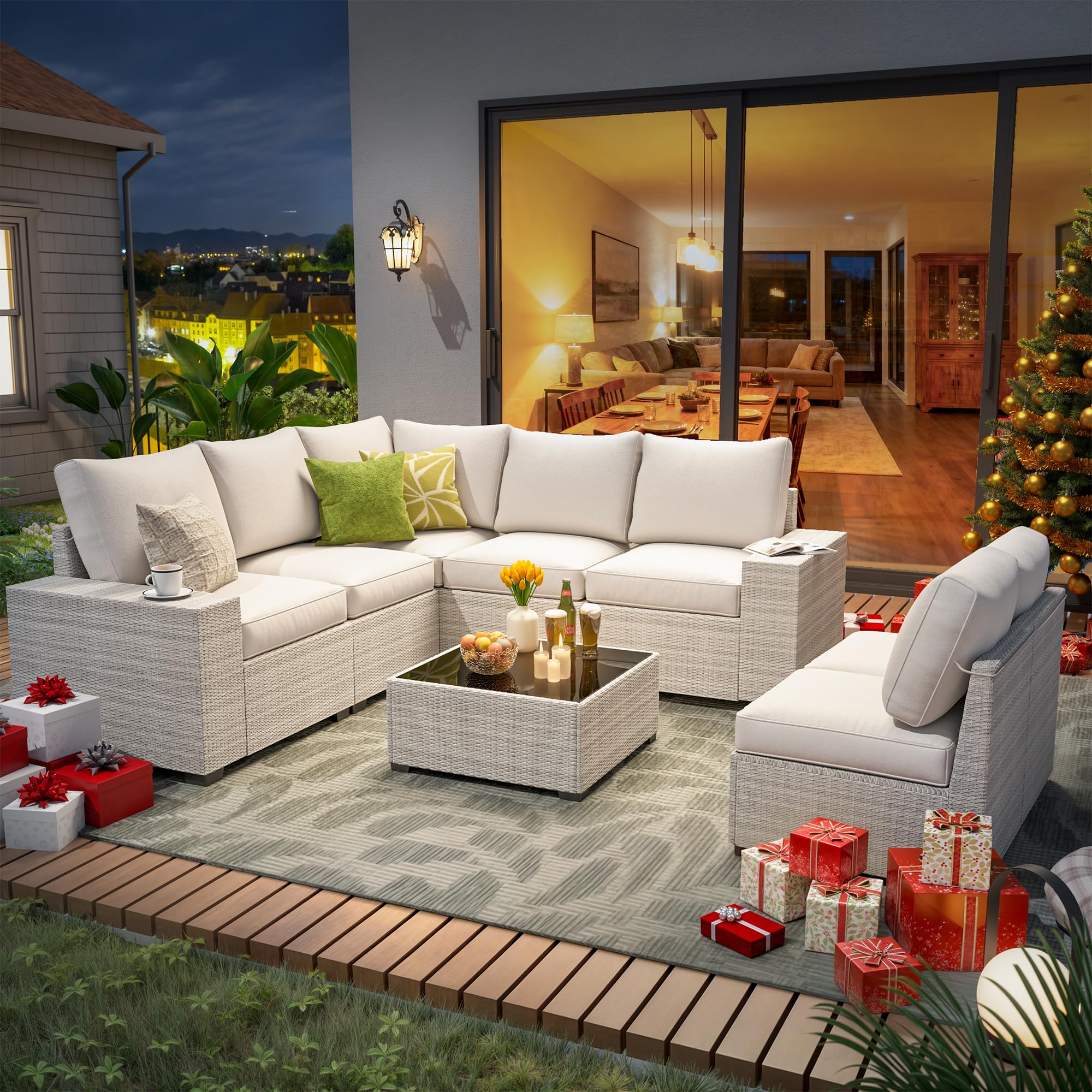 8 Piece Outdoor Patio Sectional Set with Cushions