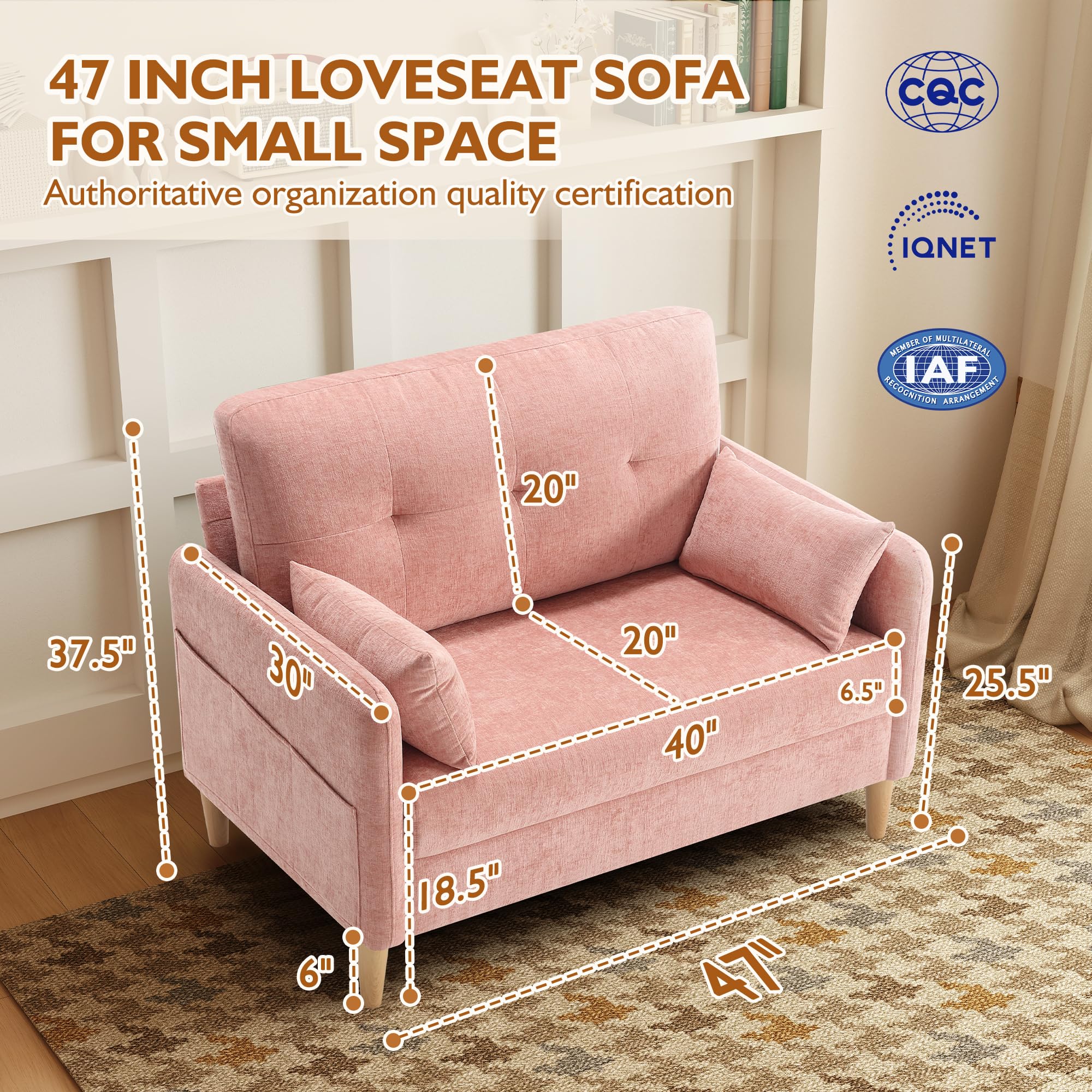Pink Chenille Loveseat Sofa