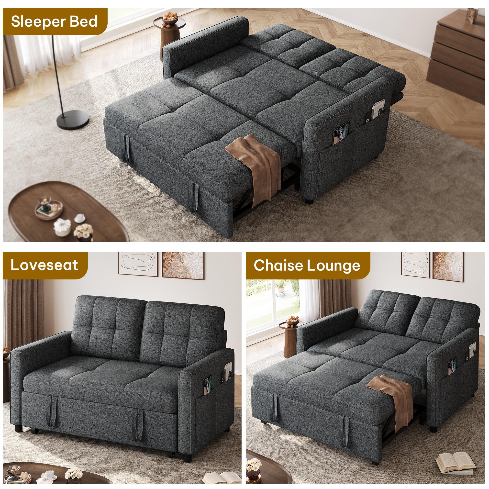 Convertible Sofa Bed with Pull-Out Bed