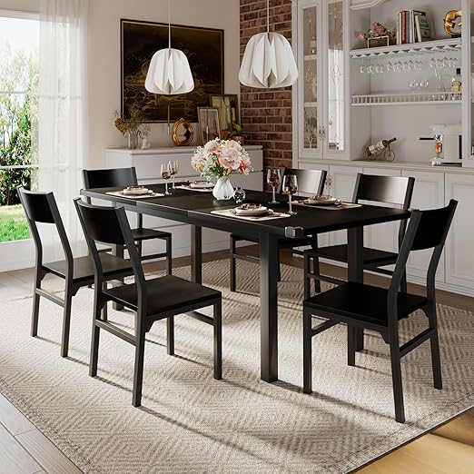 7-Piece Extendable Dining Table Set with 6 Chairs