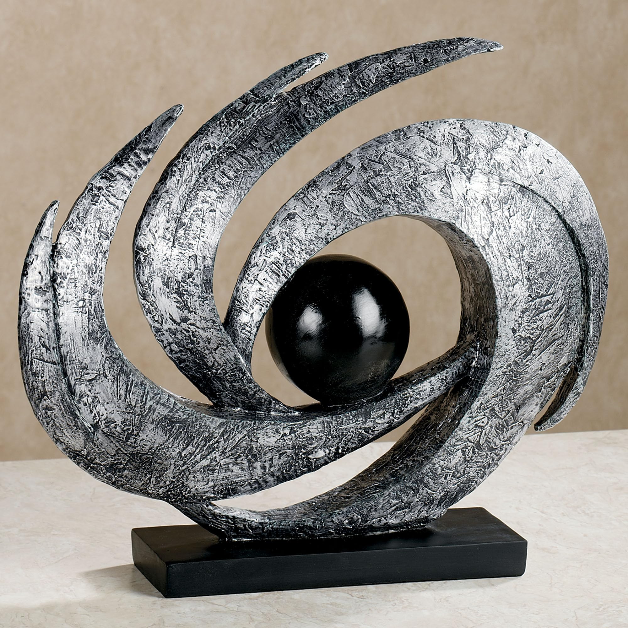 Contemporary Earths Motion Antique Silver Table Sculpture