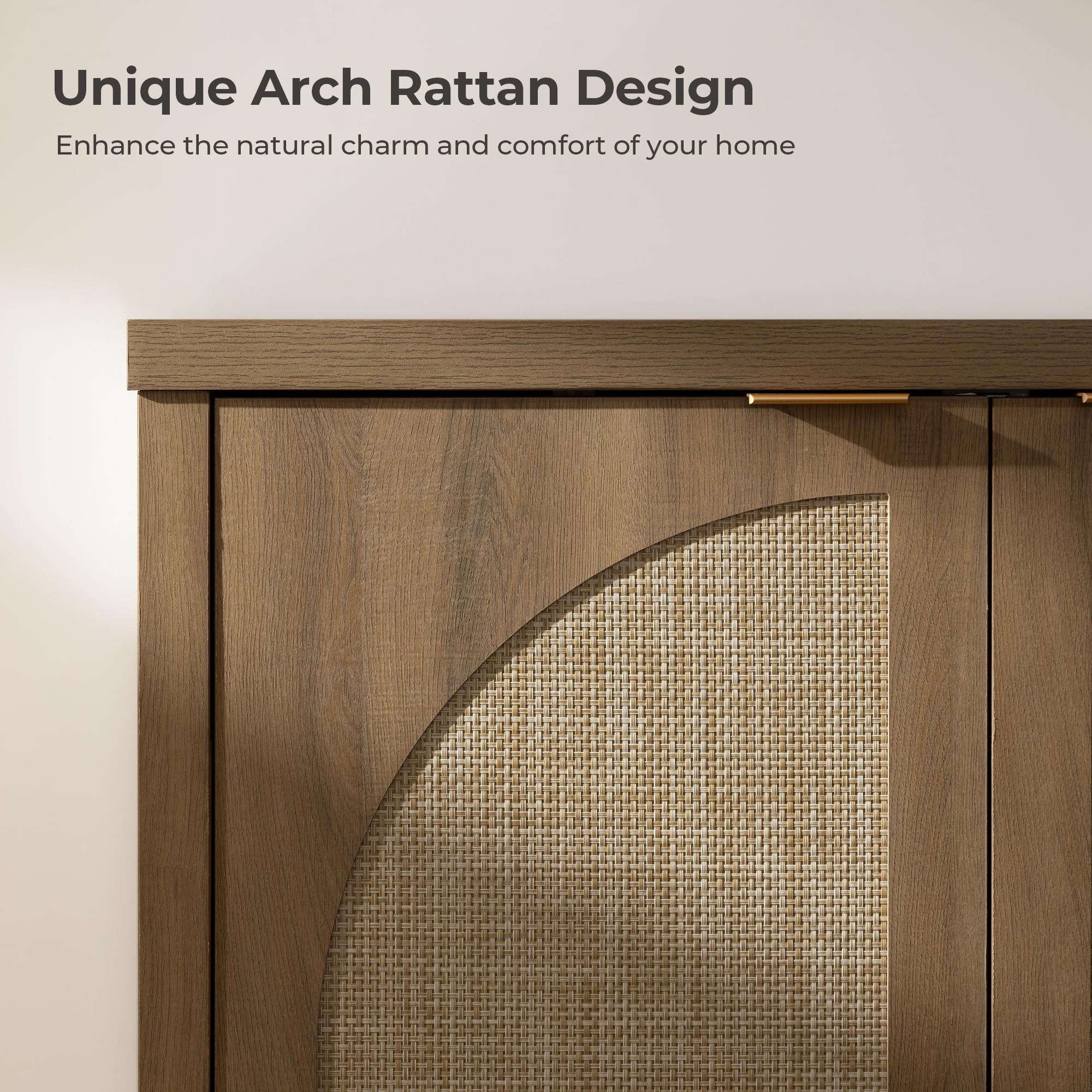 102" Rattan Sideboard Buffet Cabinet with Storage