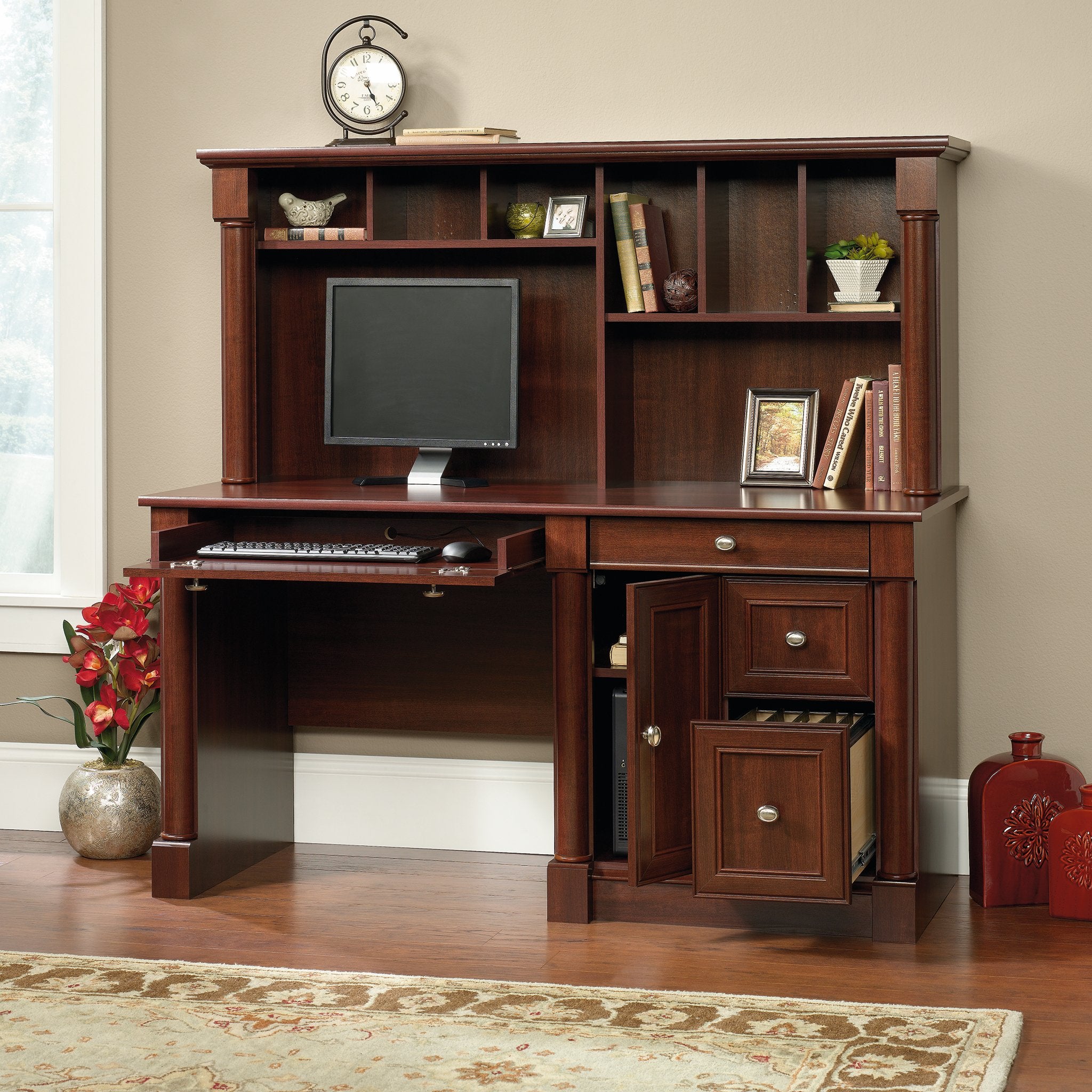 Computer Desk with Hutch and File Drawer