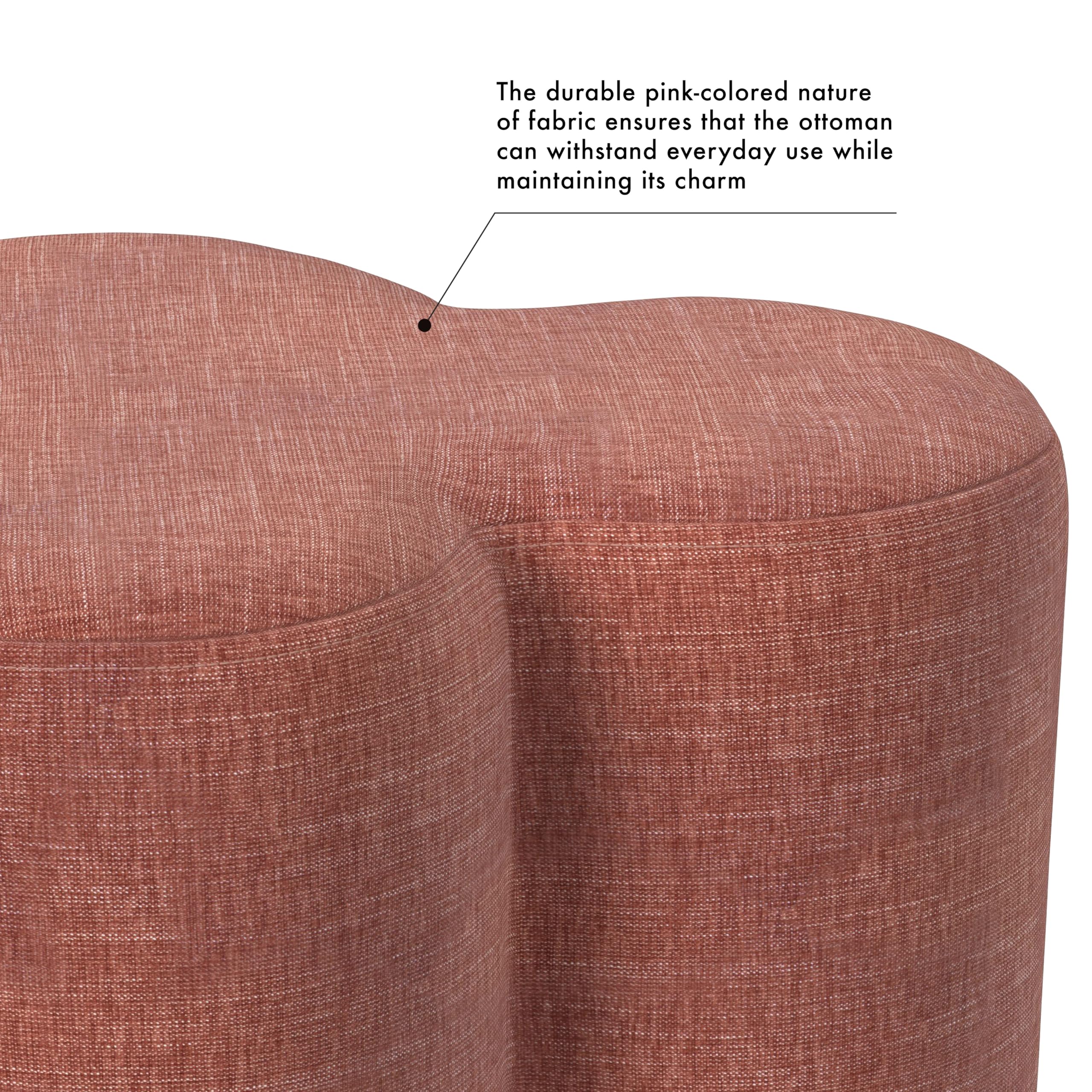 Clover Shaped Upholstered Ottoman - Pink Chenille
