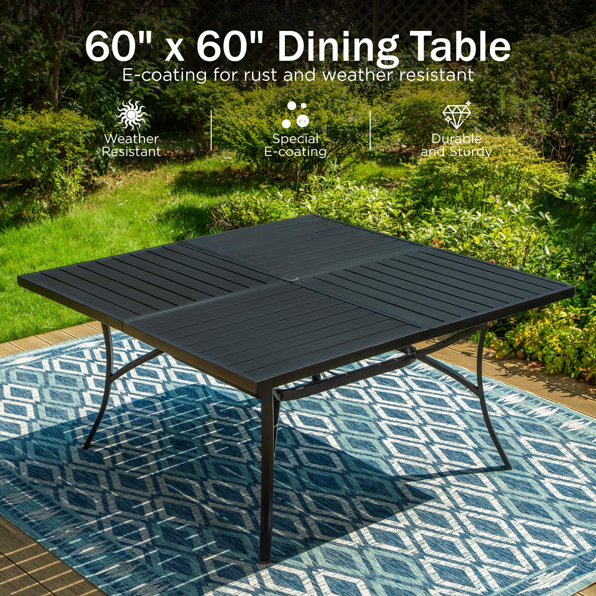 Large Outdoor Square Dining Table for 8