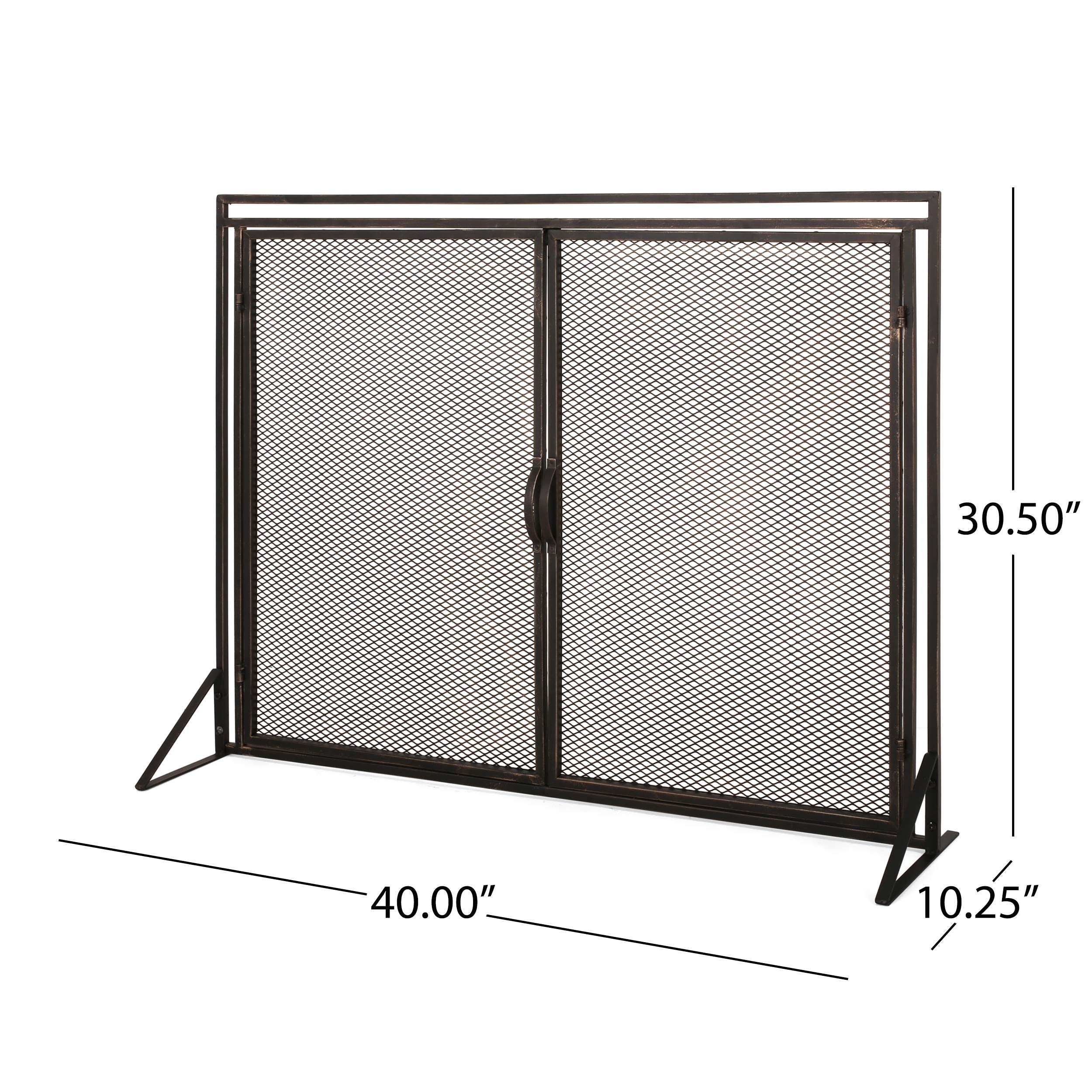 Modern Iron Fireplace Screen with Doors