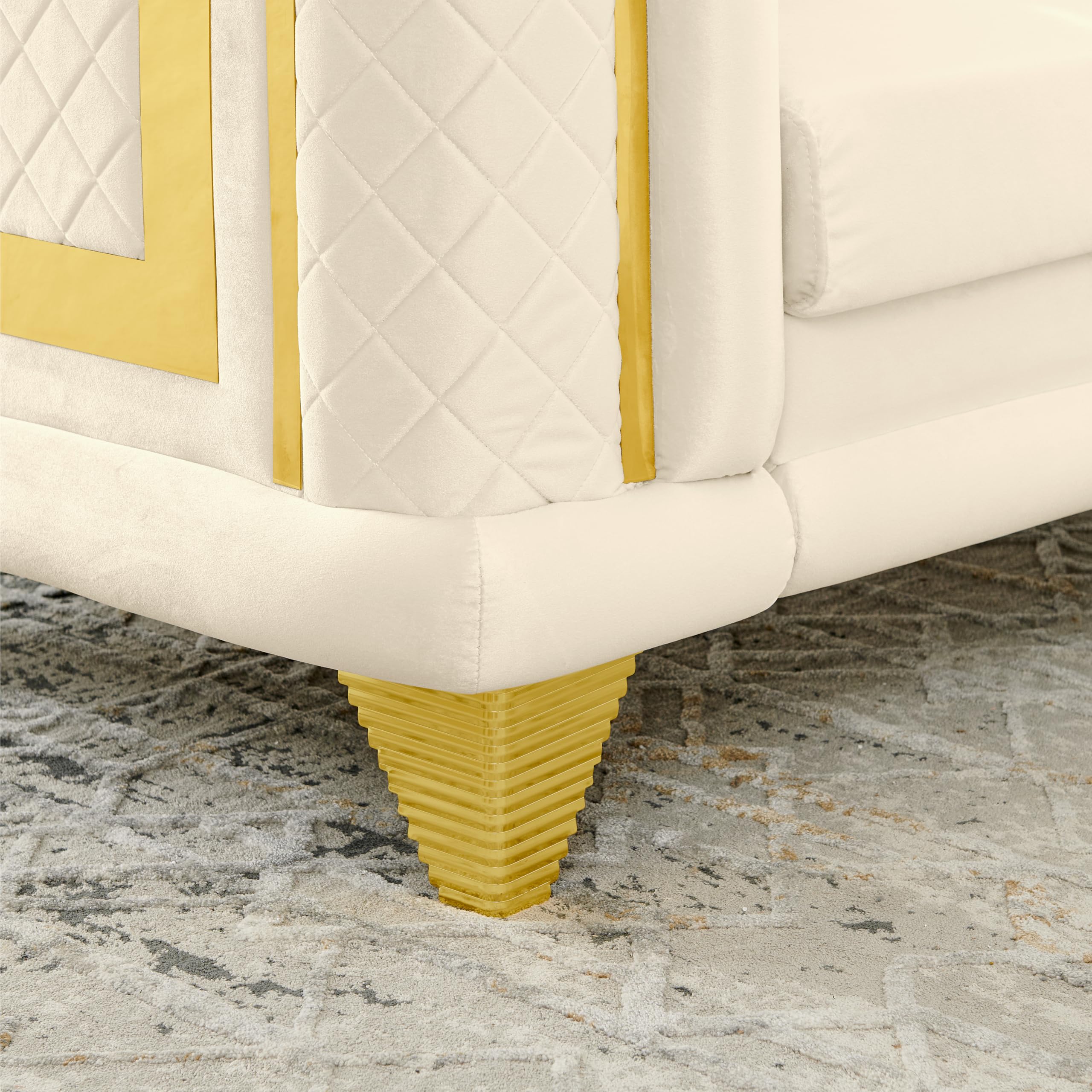 2-Piece Velvet Luxury Sofa Set with Gold Trim