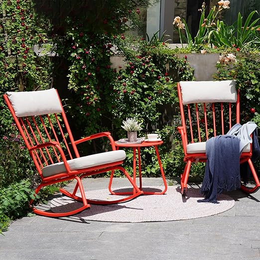Outdoor Rocking Bistro Set with Cushions