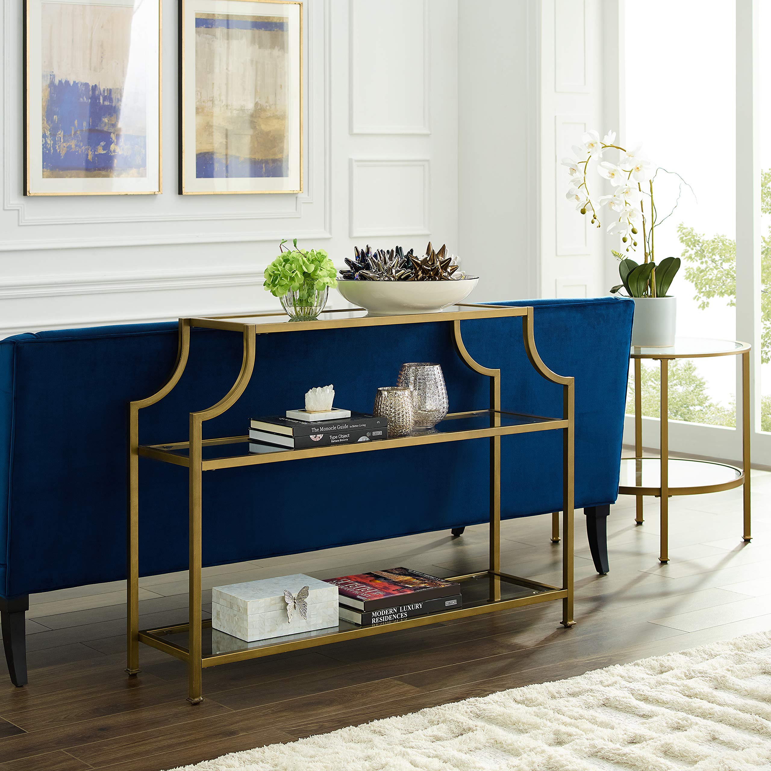 Aimee Sofa Console Table with Storage Shelves