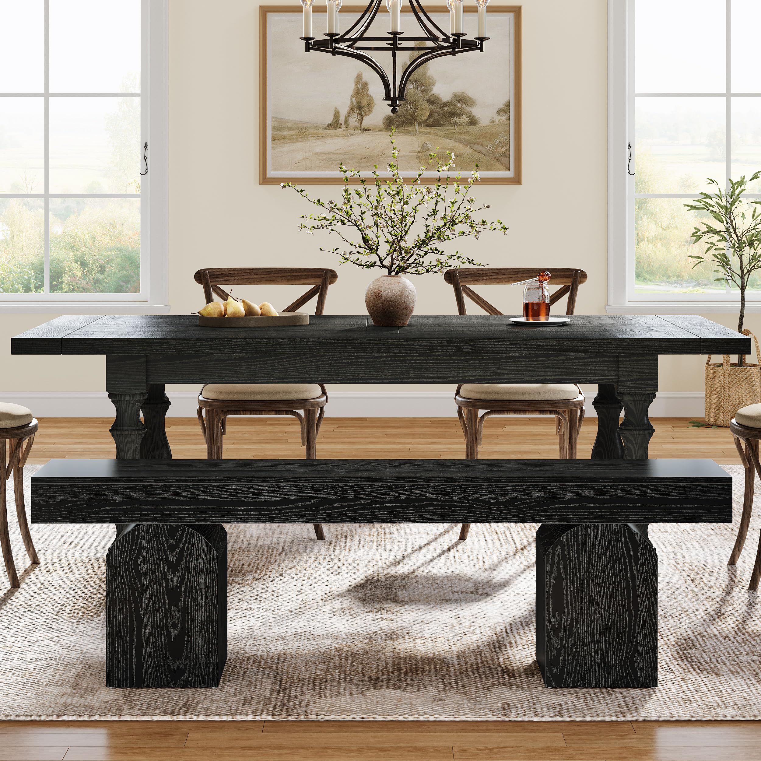 59" Dining Bench for 2-3 People with Arched Base