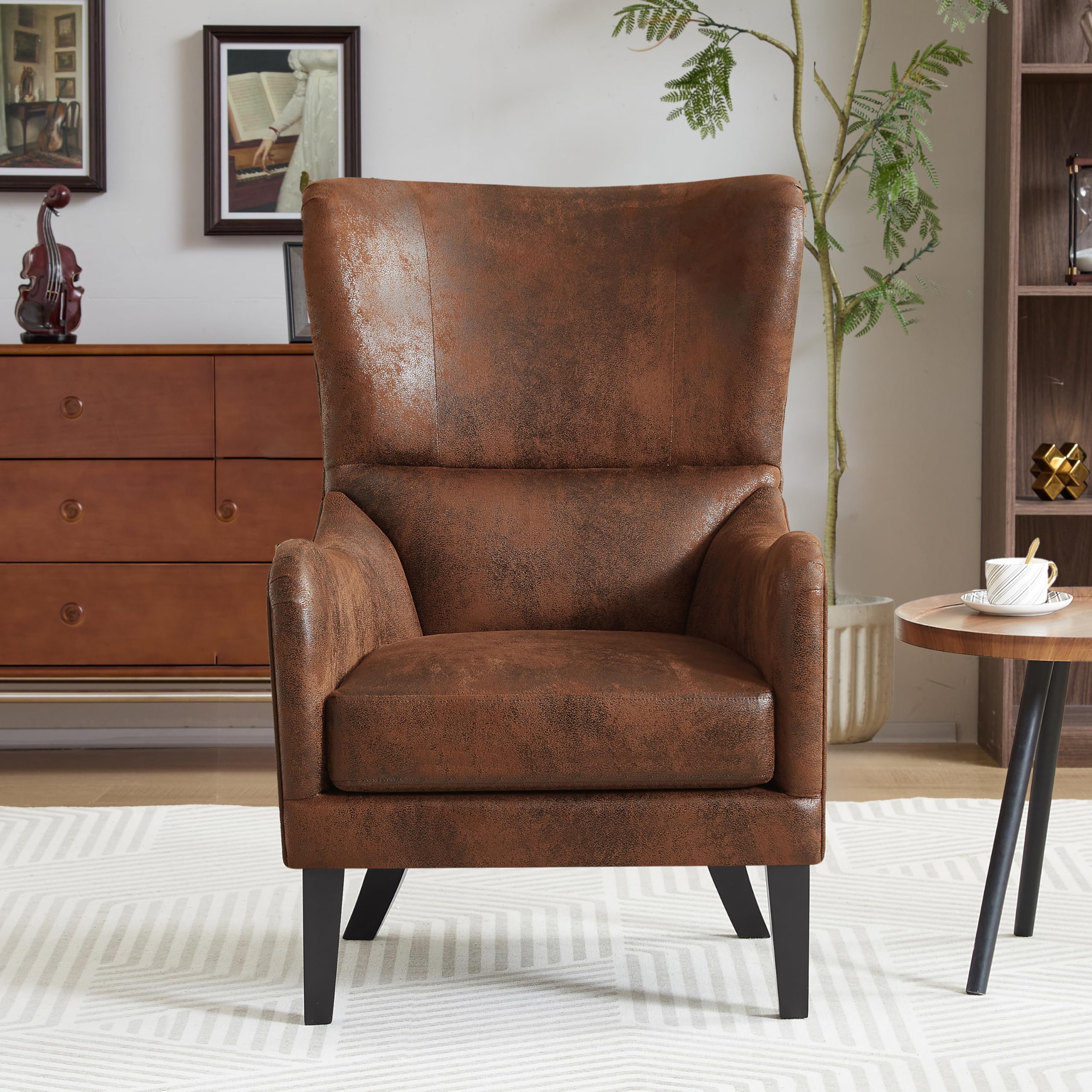 2-Piece Mid-Century Modern Wingback Accent Chair Set