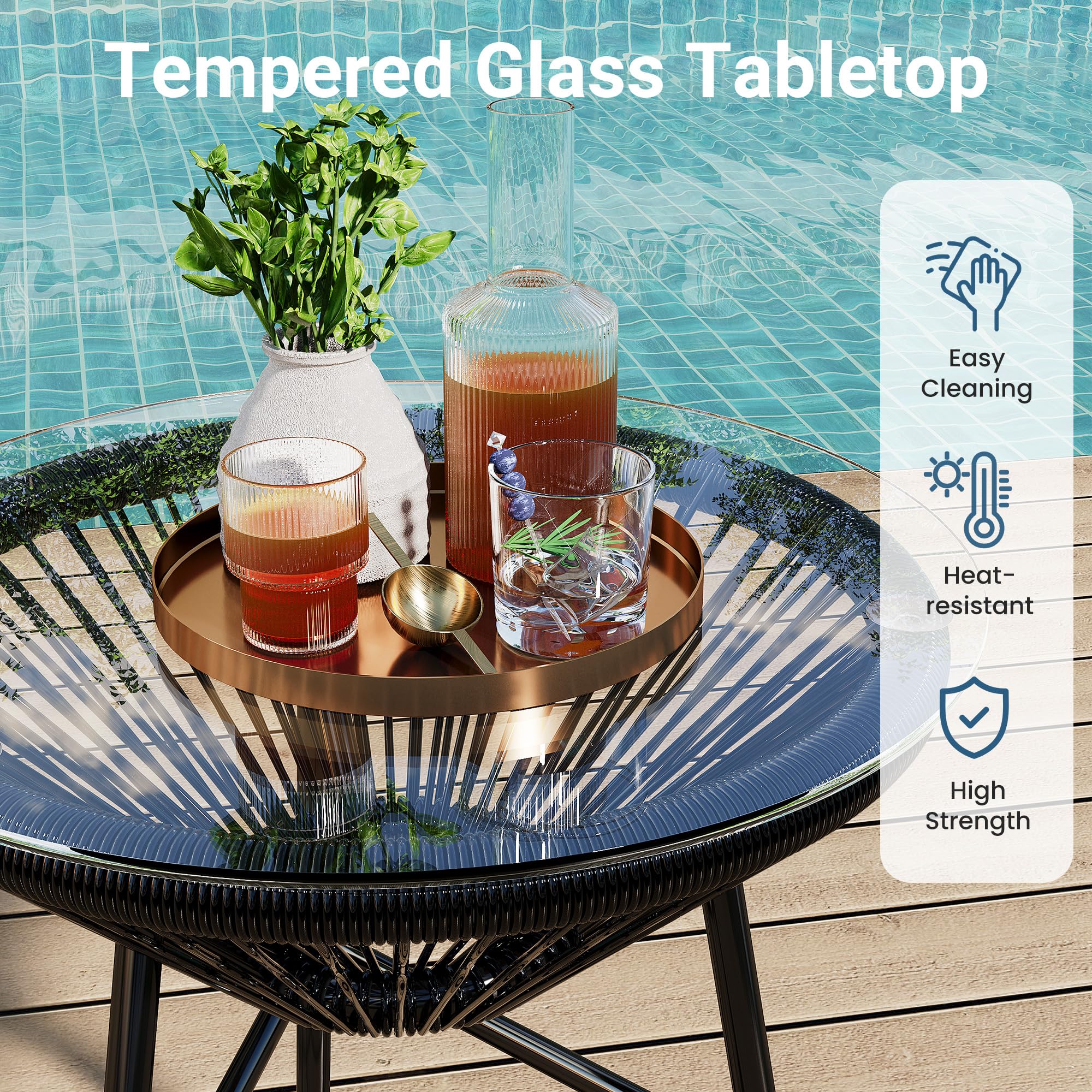 3-Piece Patio Bistro Set with Acapulco Chairs