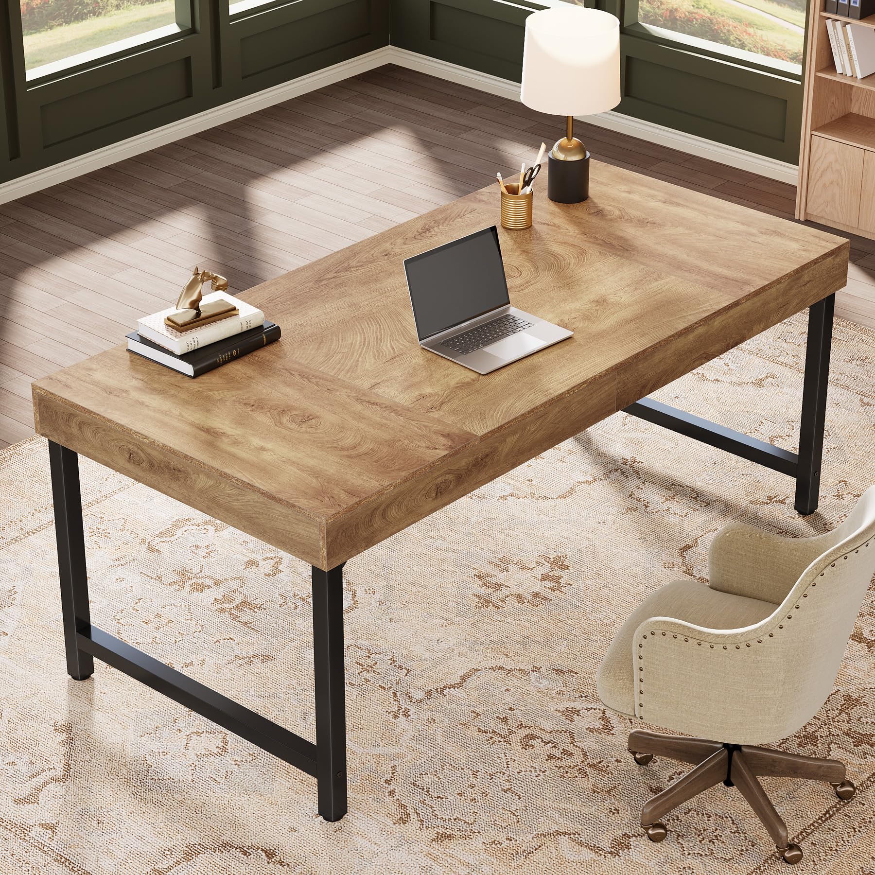 55" Industrial Executive Desk for Home Office
