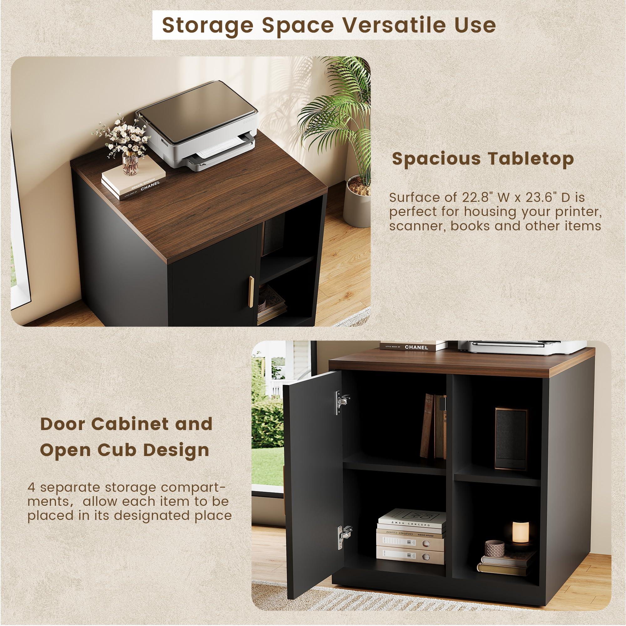 Under Desk Storage Cabinet with Printer Stand