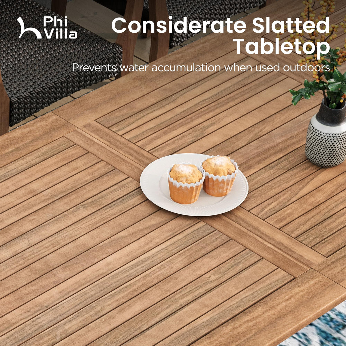 7-Piece Acacia Wood Outdoor Dining Set for 6