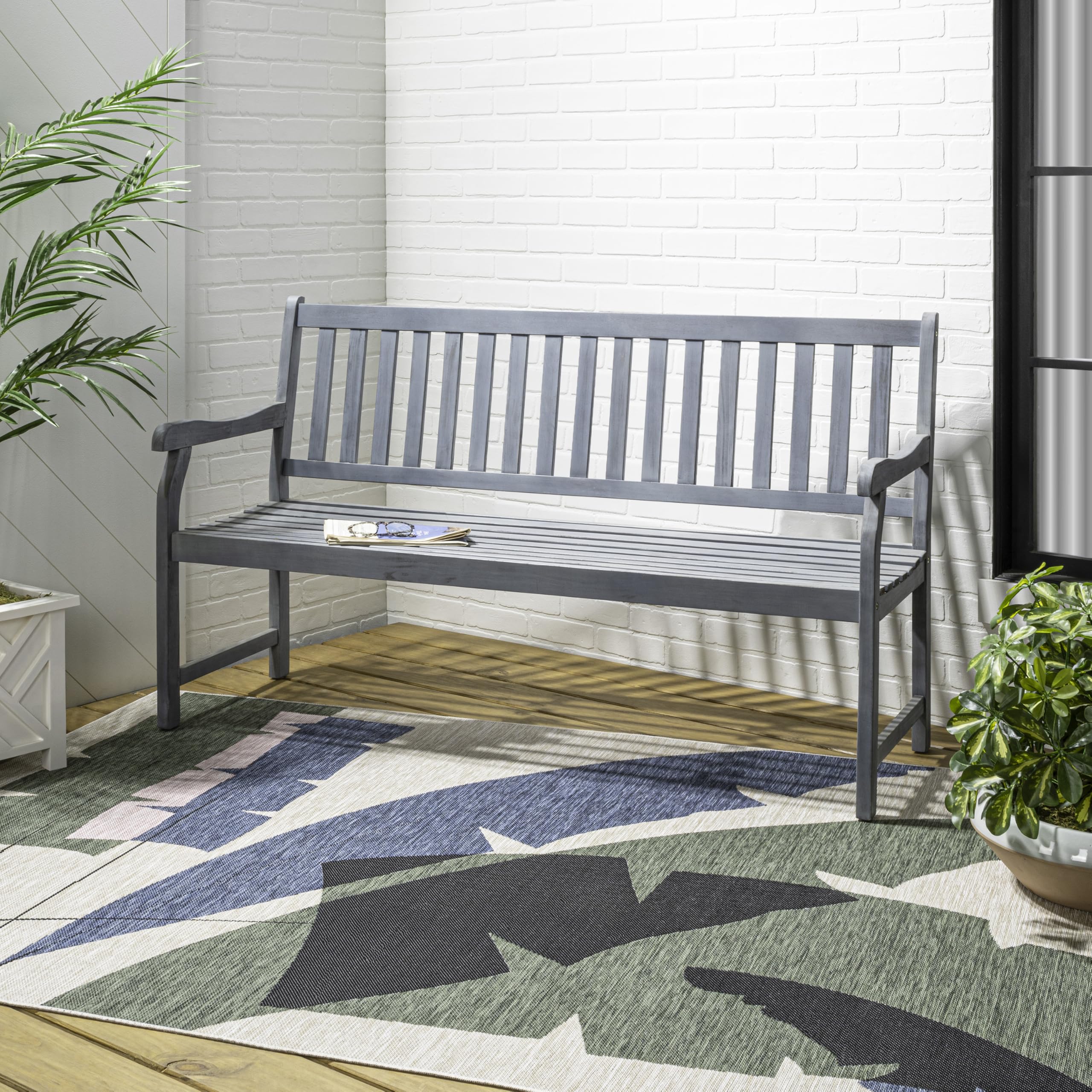 Laurel 59" 3-Seat Acacia Wood Garden Bench